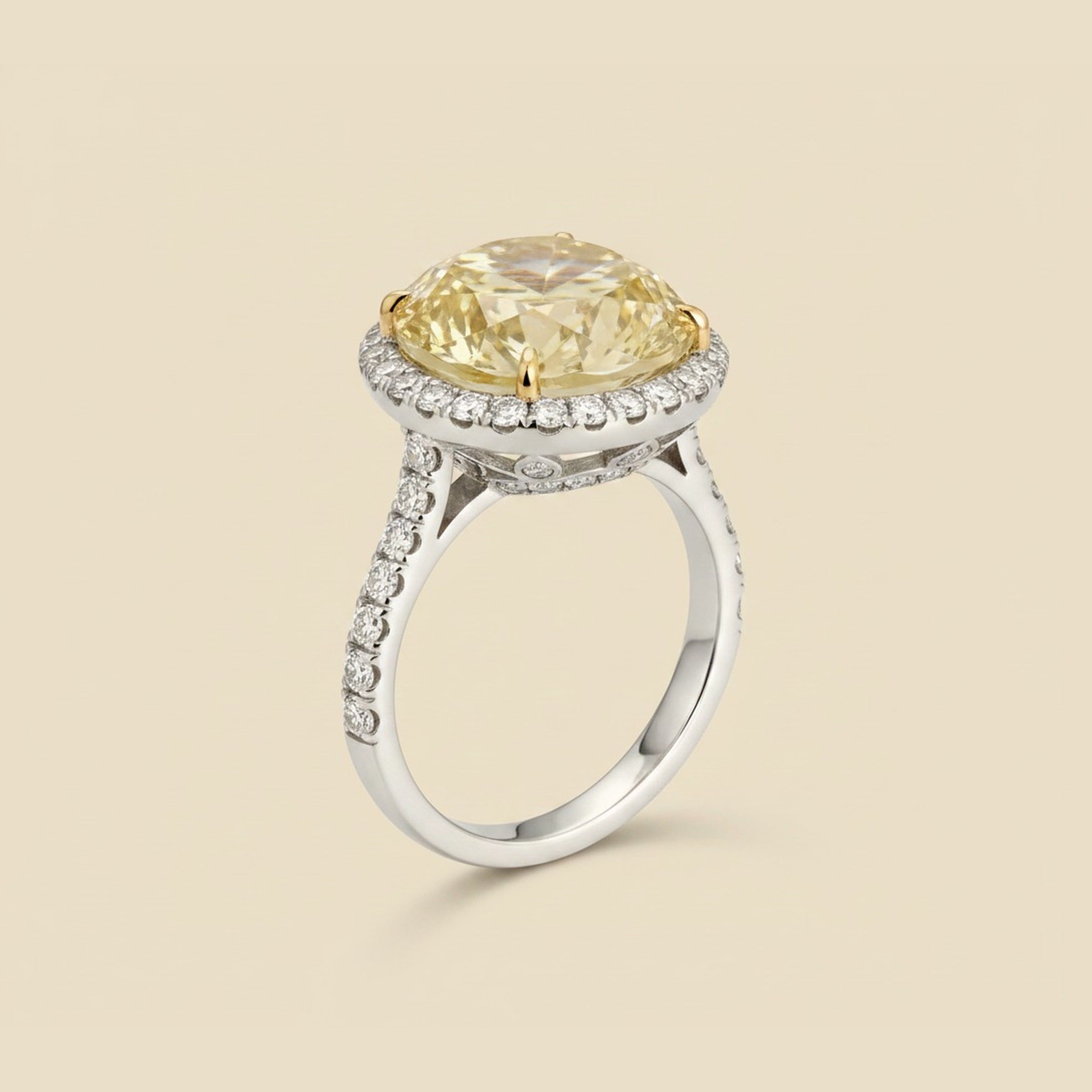 Oval Natural Fancy Yellow Diamond Ring