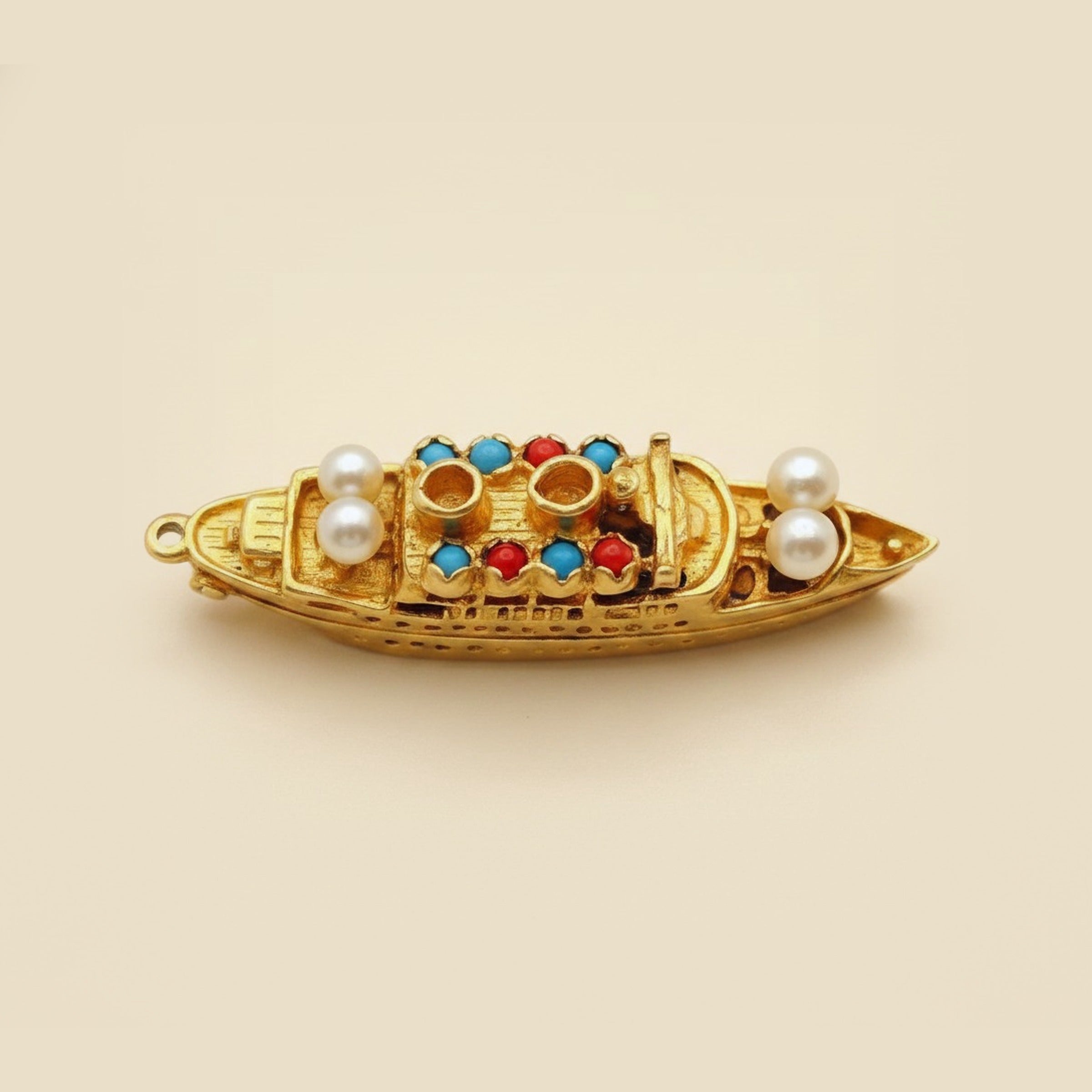 Pearl, Turquoise & Red Coral Cruise Ship Charm – Empire Diamond