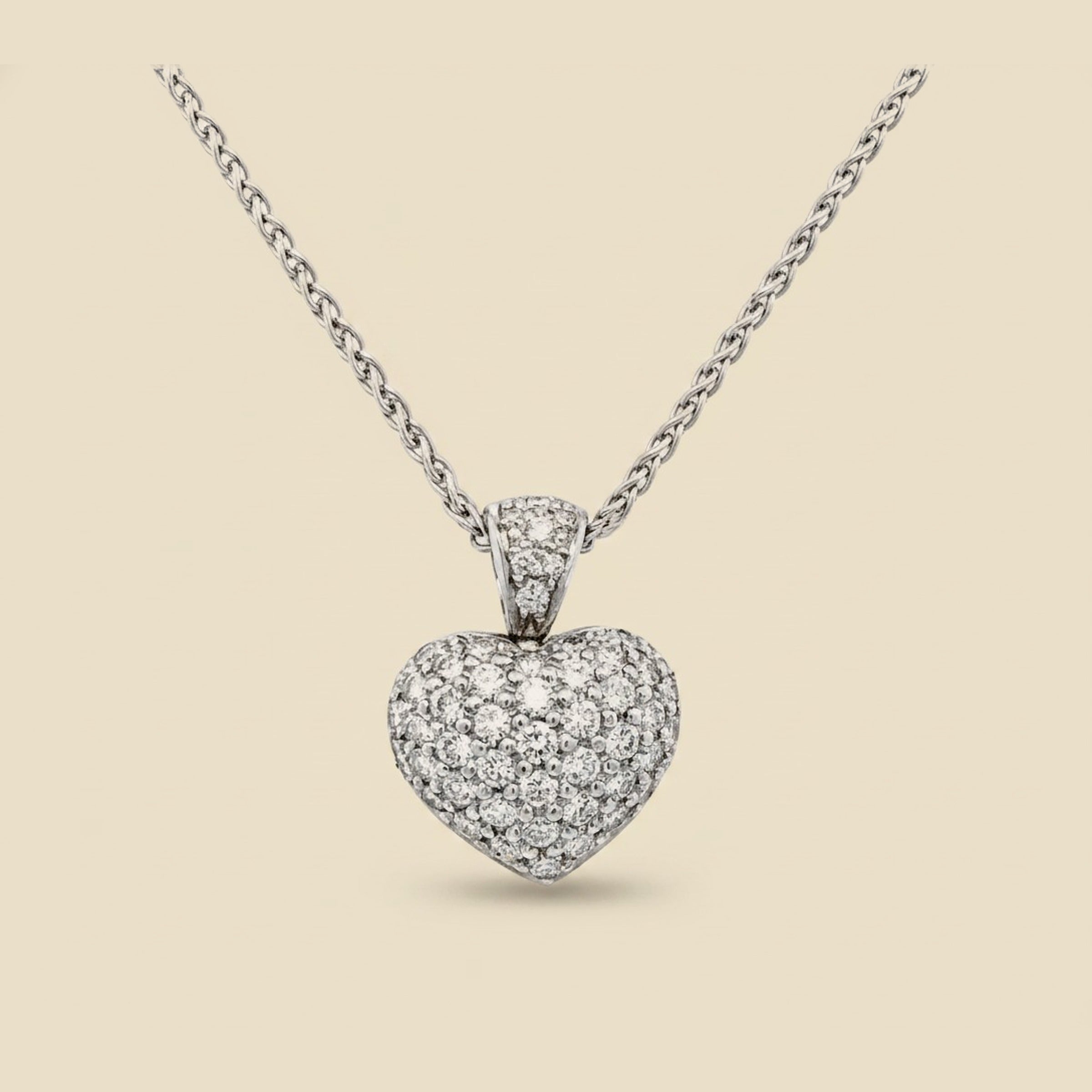Platinum & 18k Pave Diamond Heart Necklace
