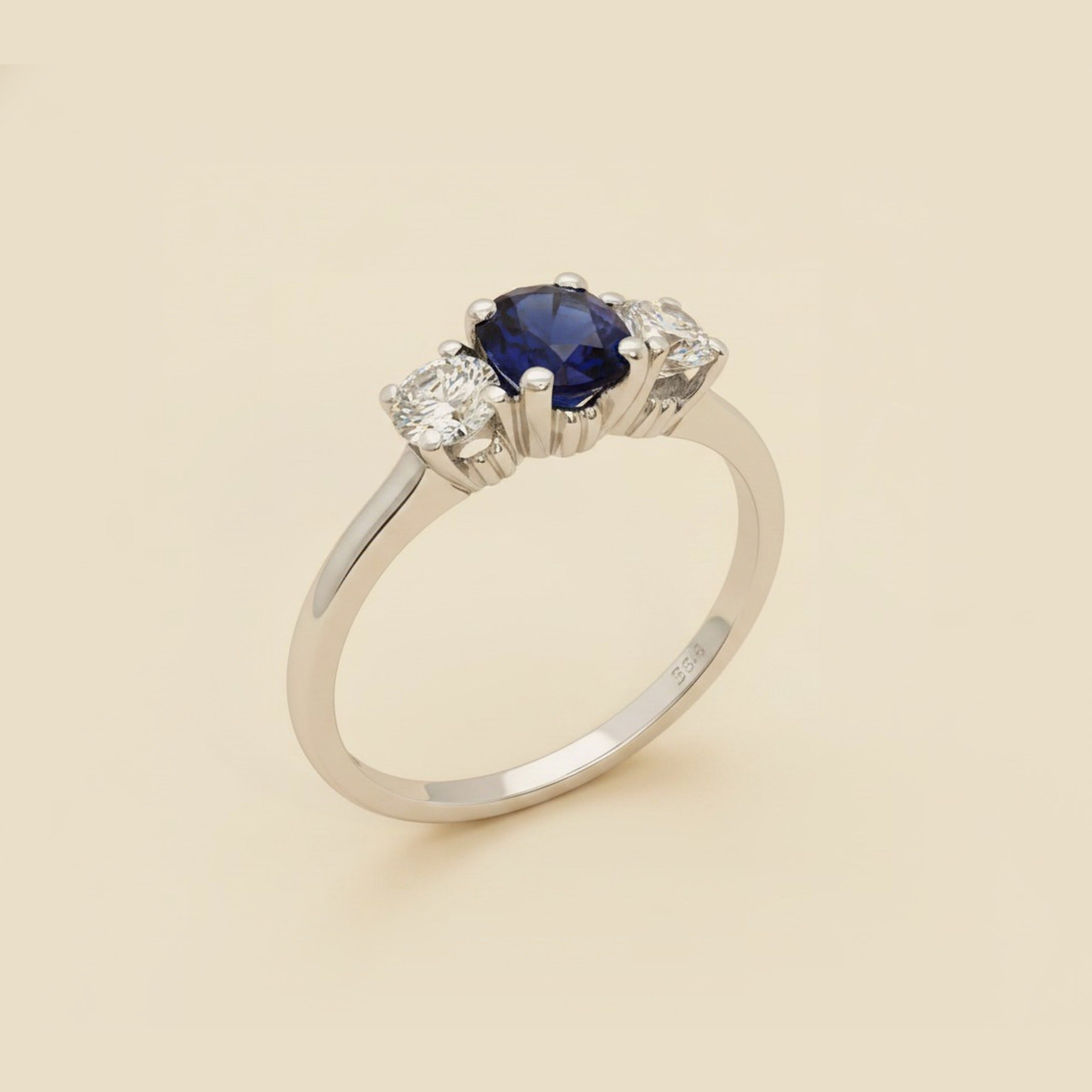 Platinum 4 Prong 3 Stone Engagement Ring