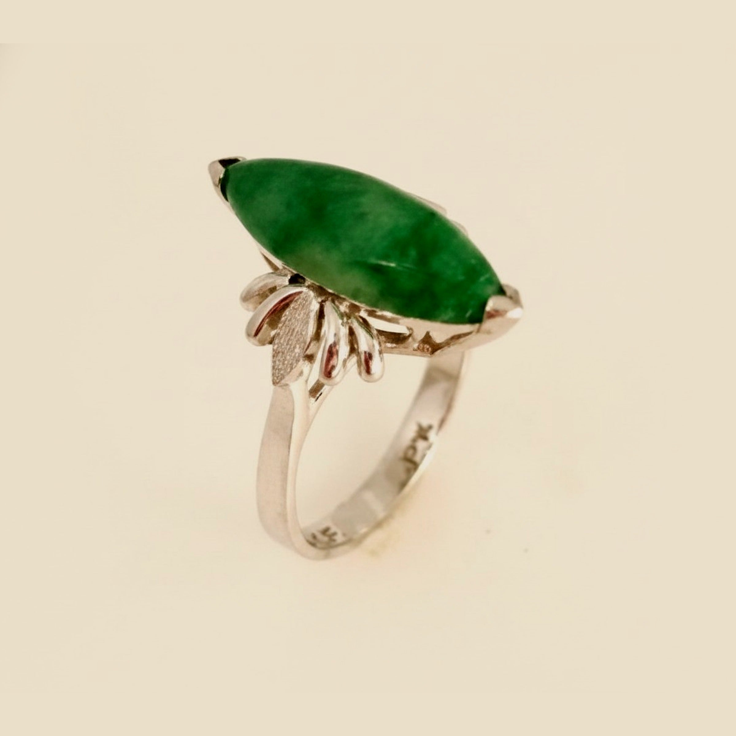 Platinum Jade Cocktail Ring – Empire Diamond