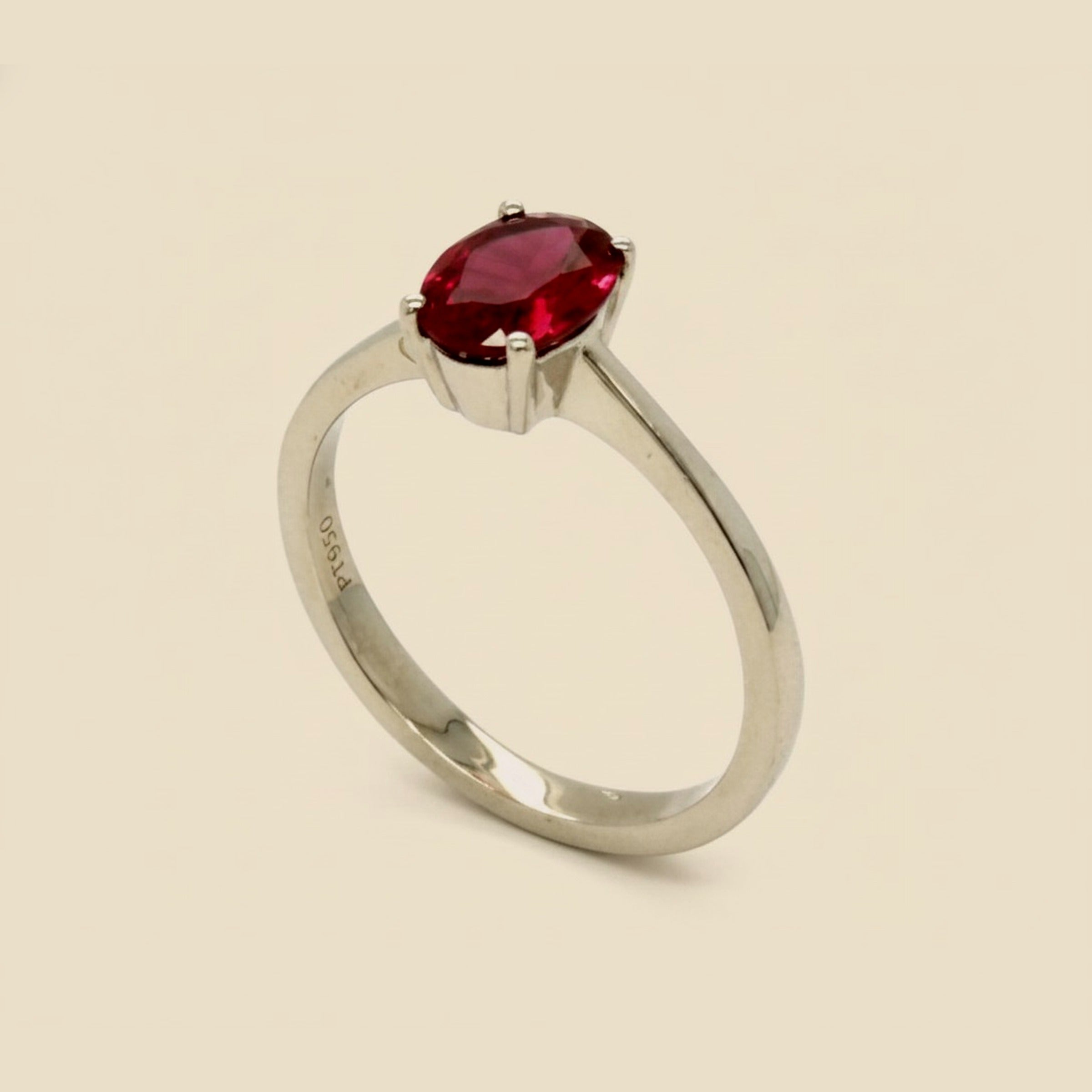 Platinum Rubellite Solitaire Ring