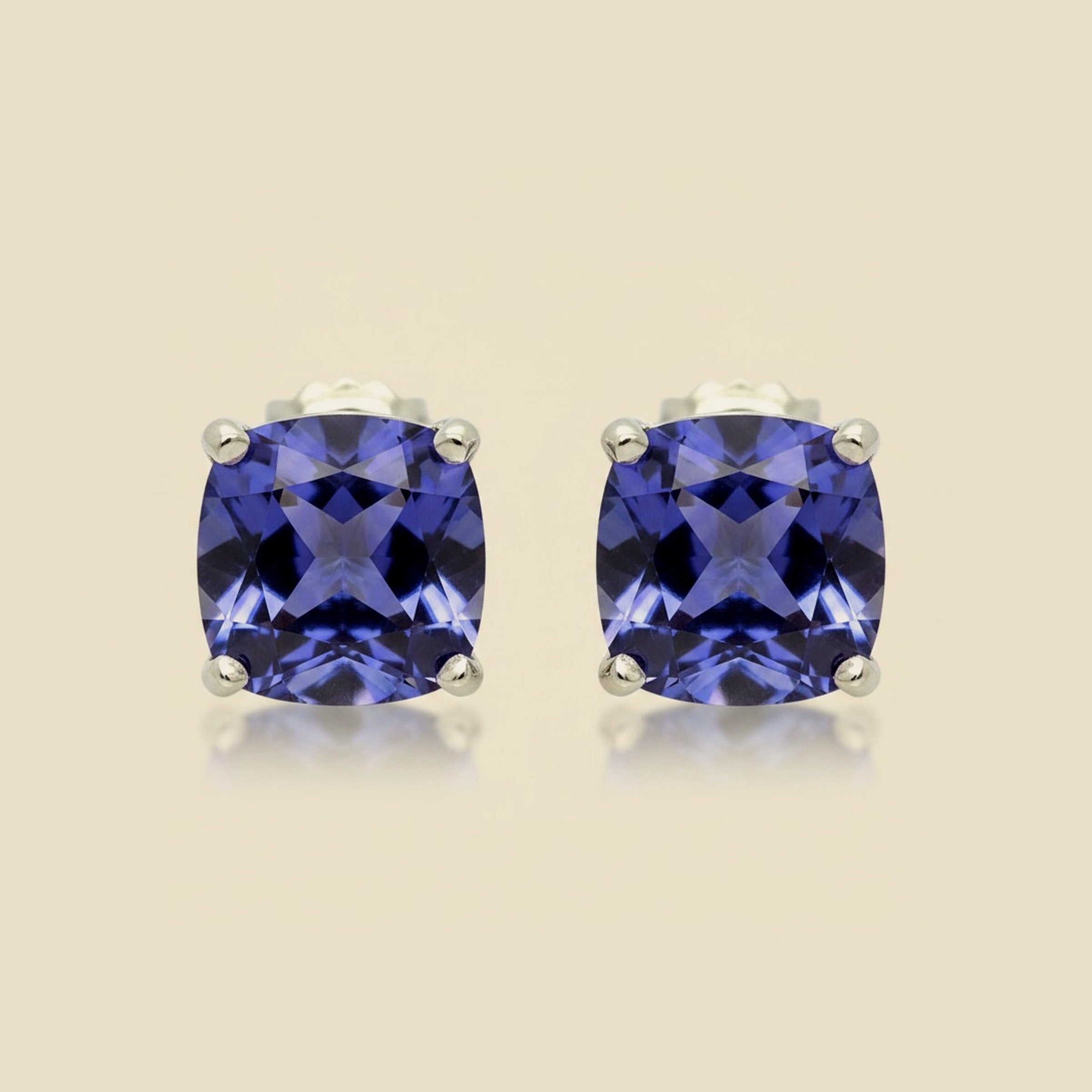 Platinum Tanzanite Stud Earrings