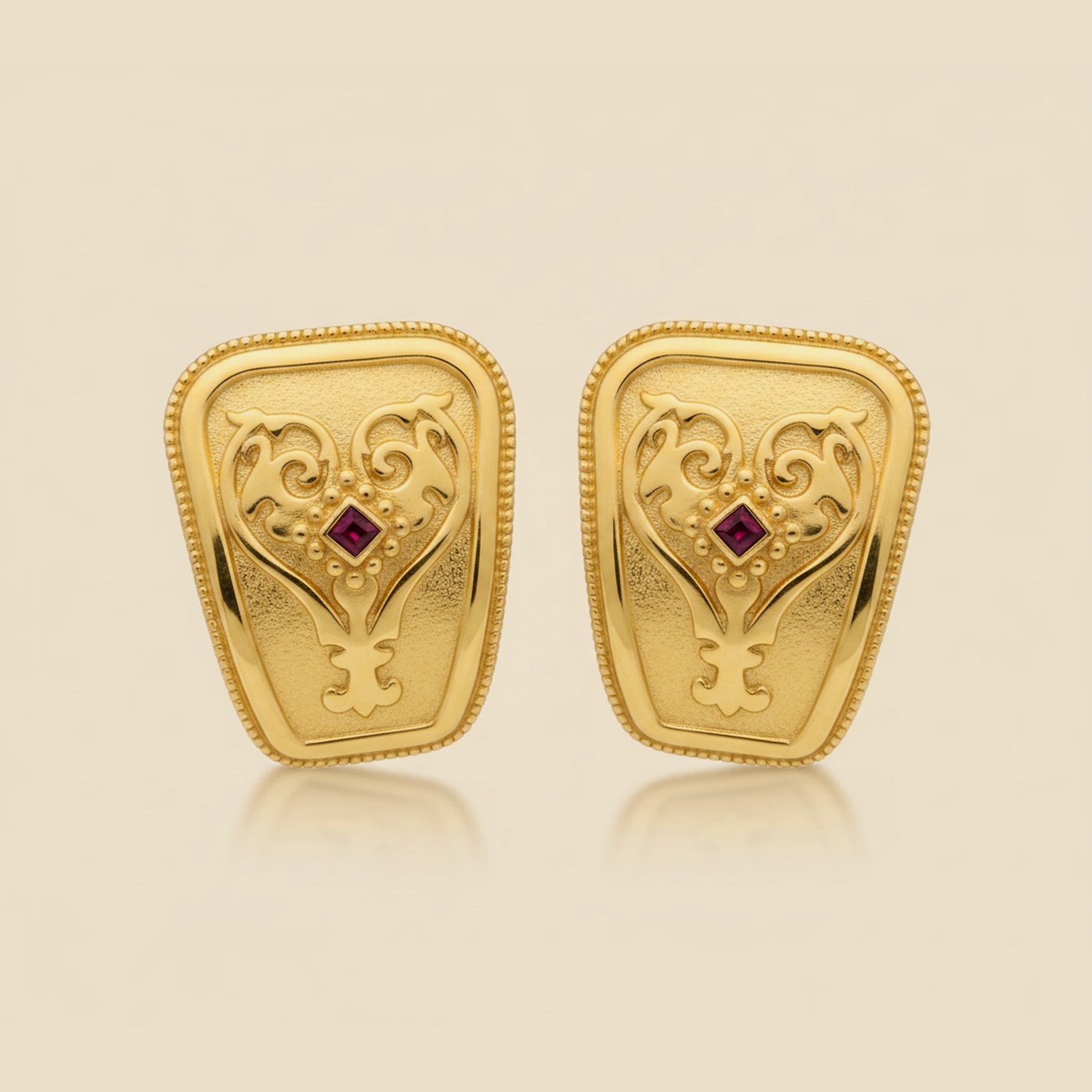 Rich Yellow Gold Etruscan Style Earclips – Empire Diamond