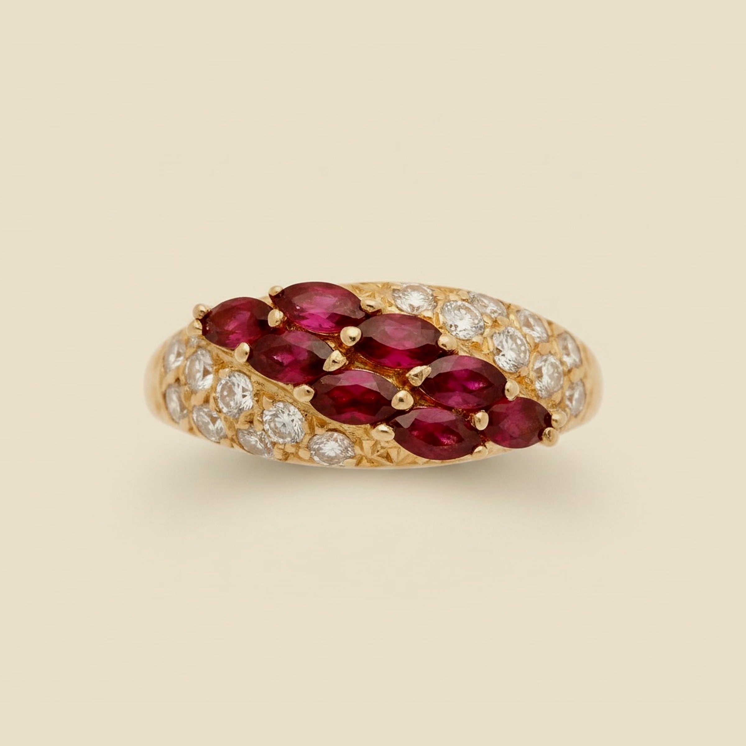 Ruby and Pave Diamond Cocktail Ring – Empire Diamond – view 2