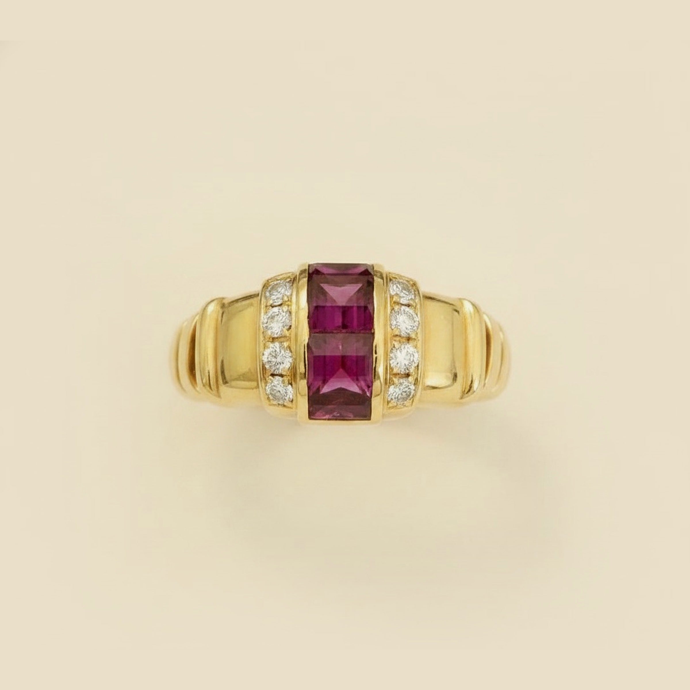 Ruby & Diamond Adjustable Cocktail Ring – Empire Diamond – view 2
