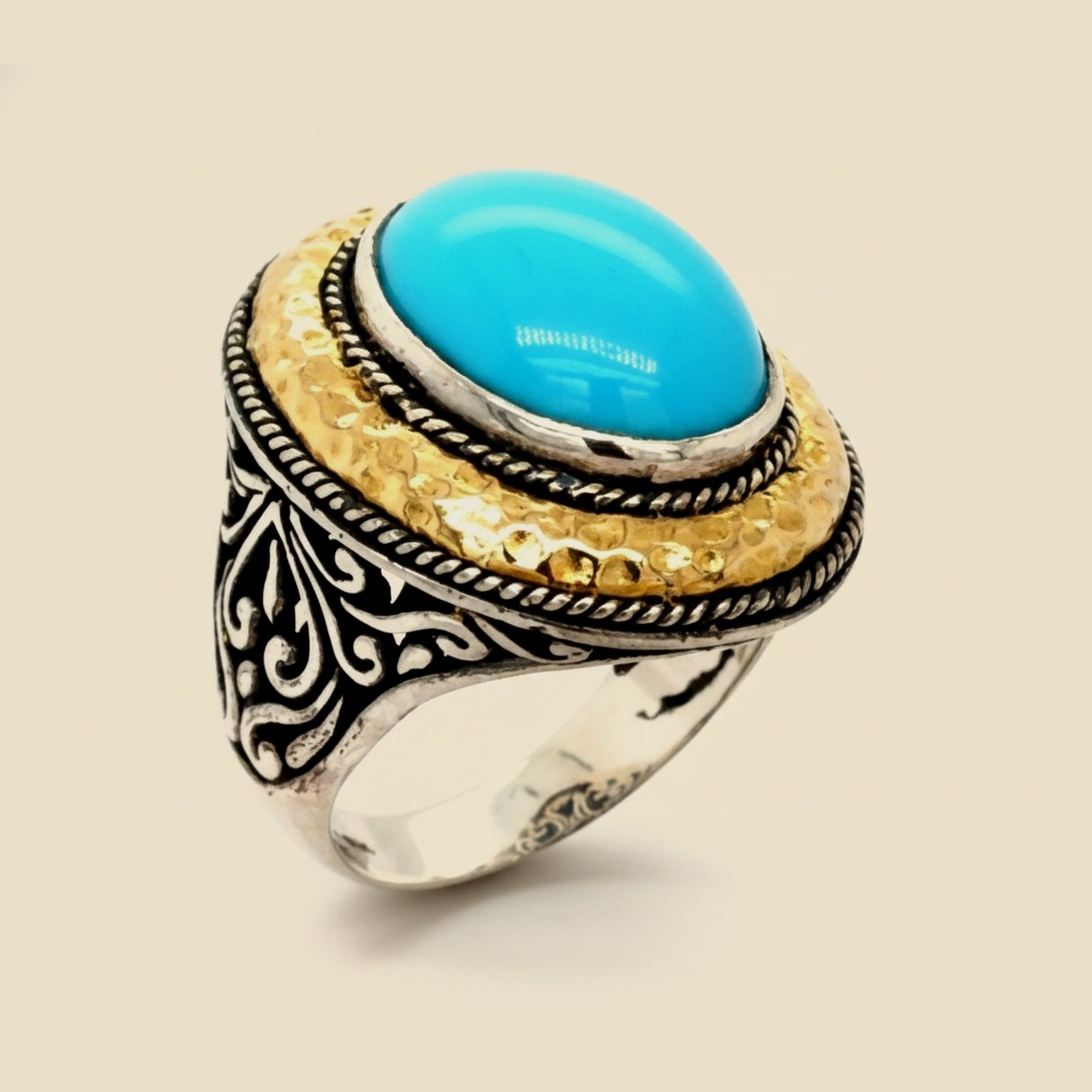 Samuel B. Sterling Silver & 18k Yellow Gold Turquoise Ring