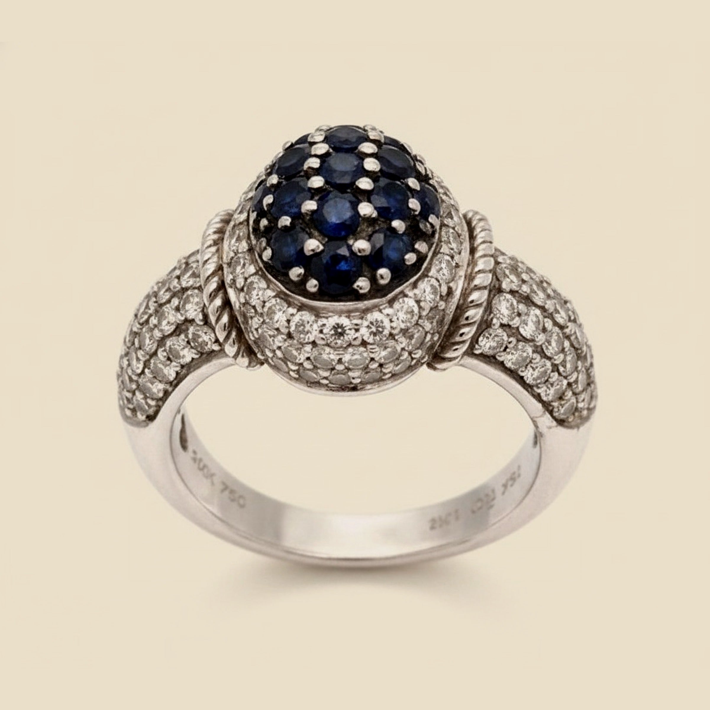Sapphire & Pave Diamond Cocktail Ring – Empire Diamond – view 2