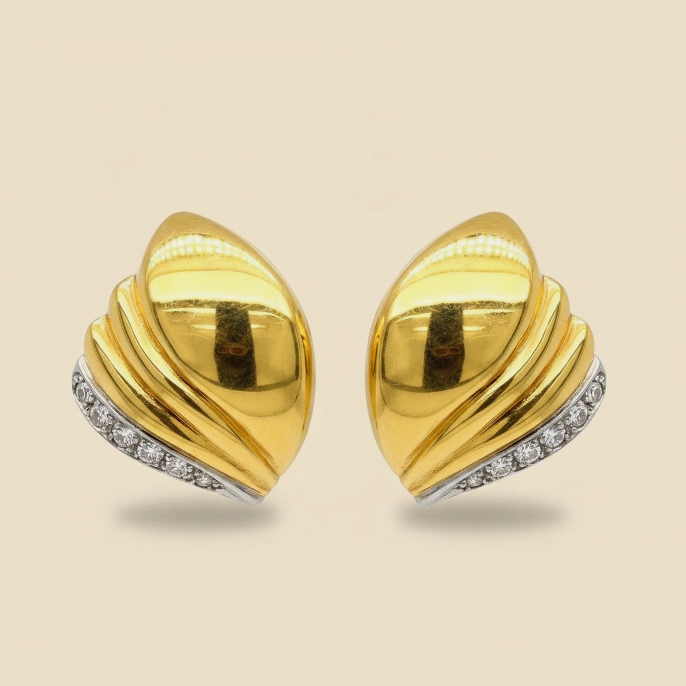 Solid 18K Yellow Gold Diamond Earrings – Empire Diamond