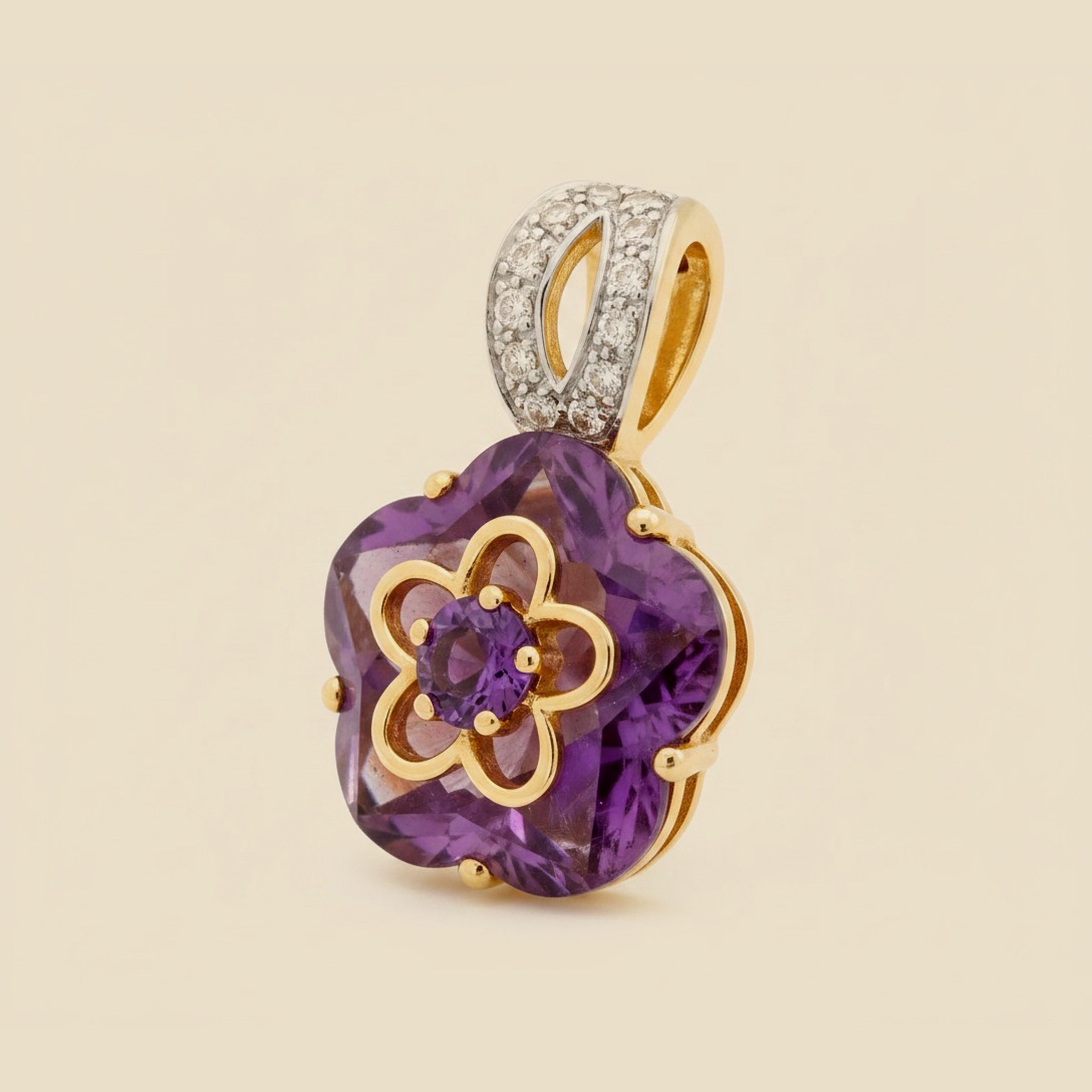 Star Shaped Amethyst and Diamond Pendant – Empire Diamond