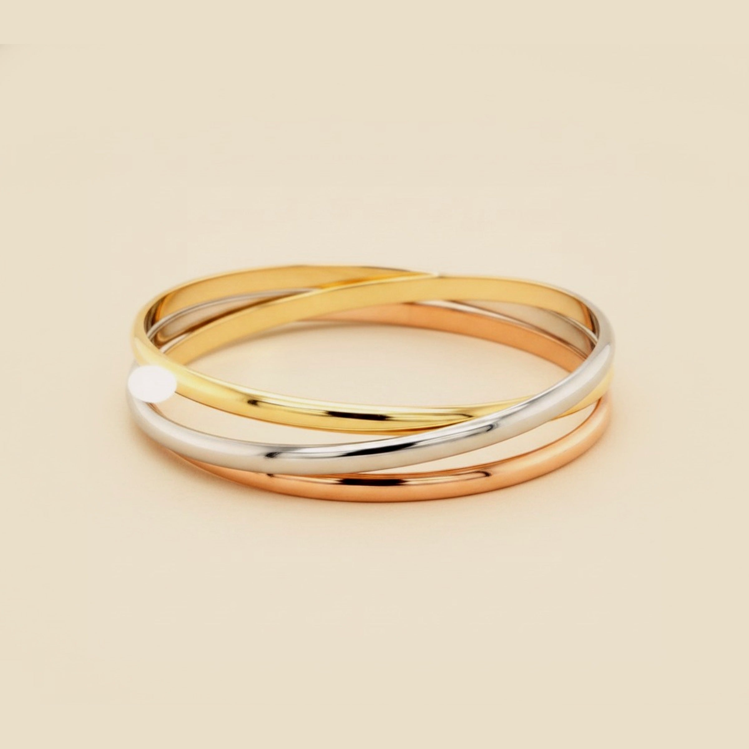 Tri Color Glossy Solid Trinity Bangle Bracelet – Empire Diamond