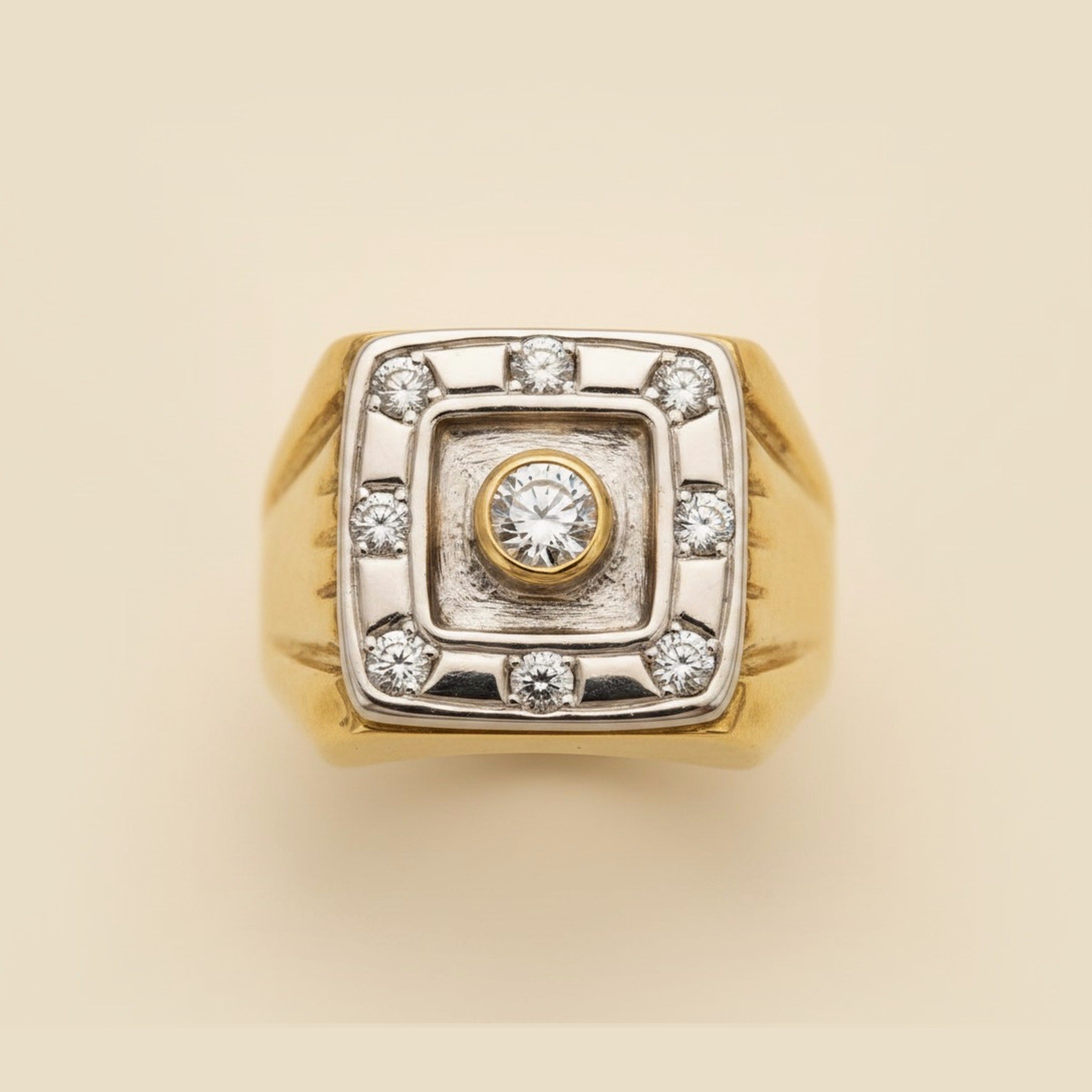 Two Tone Diamond "D" Ring – Empire Diamond – view 2