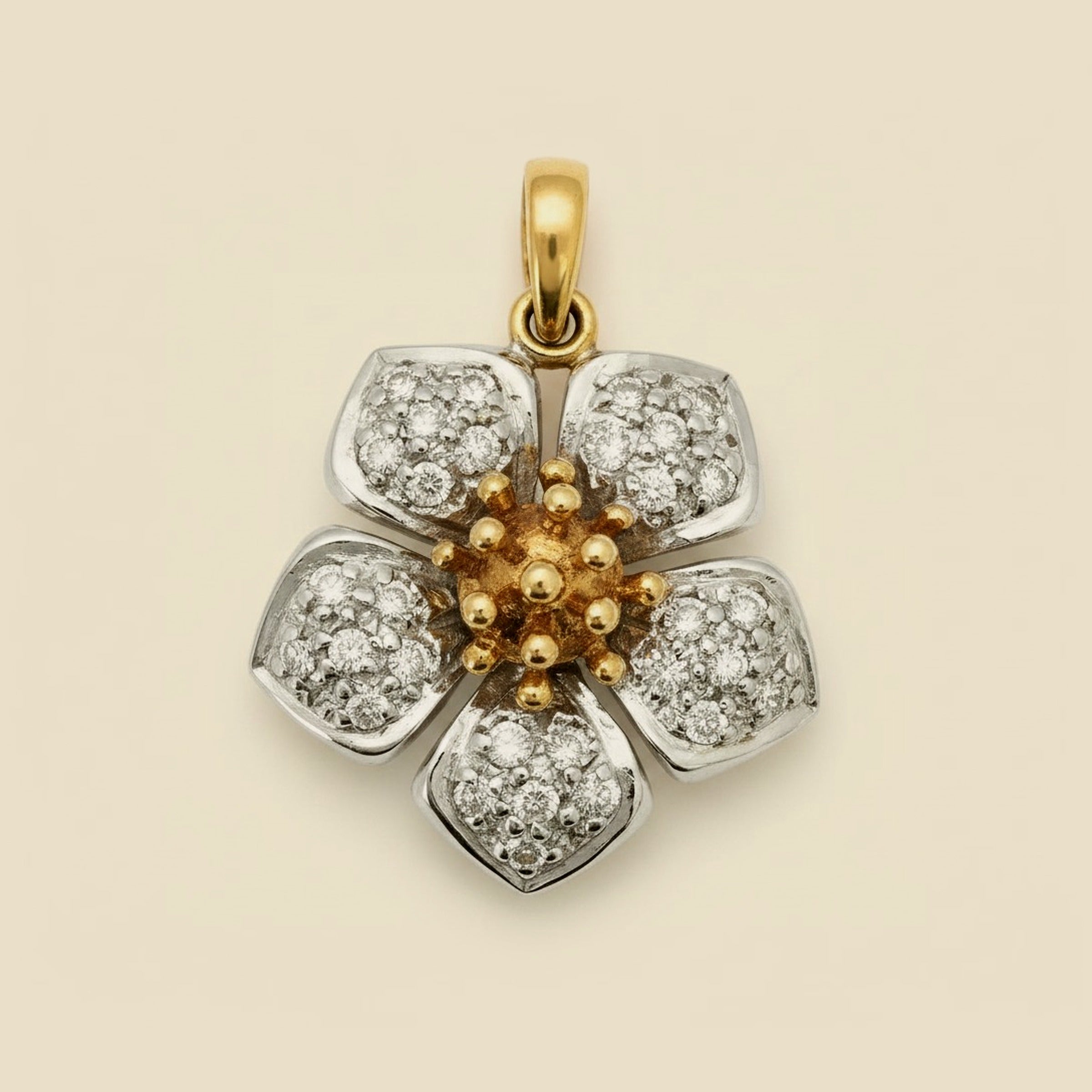 Two Tone Diamond Flower Pendant – Empire Diamond