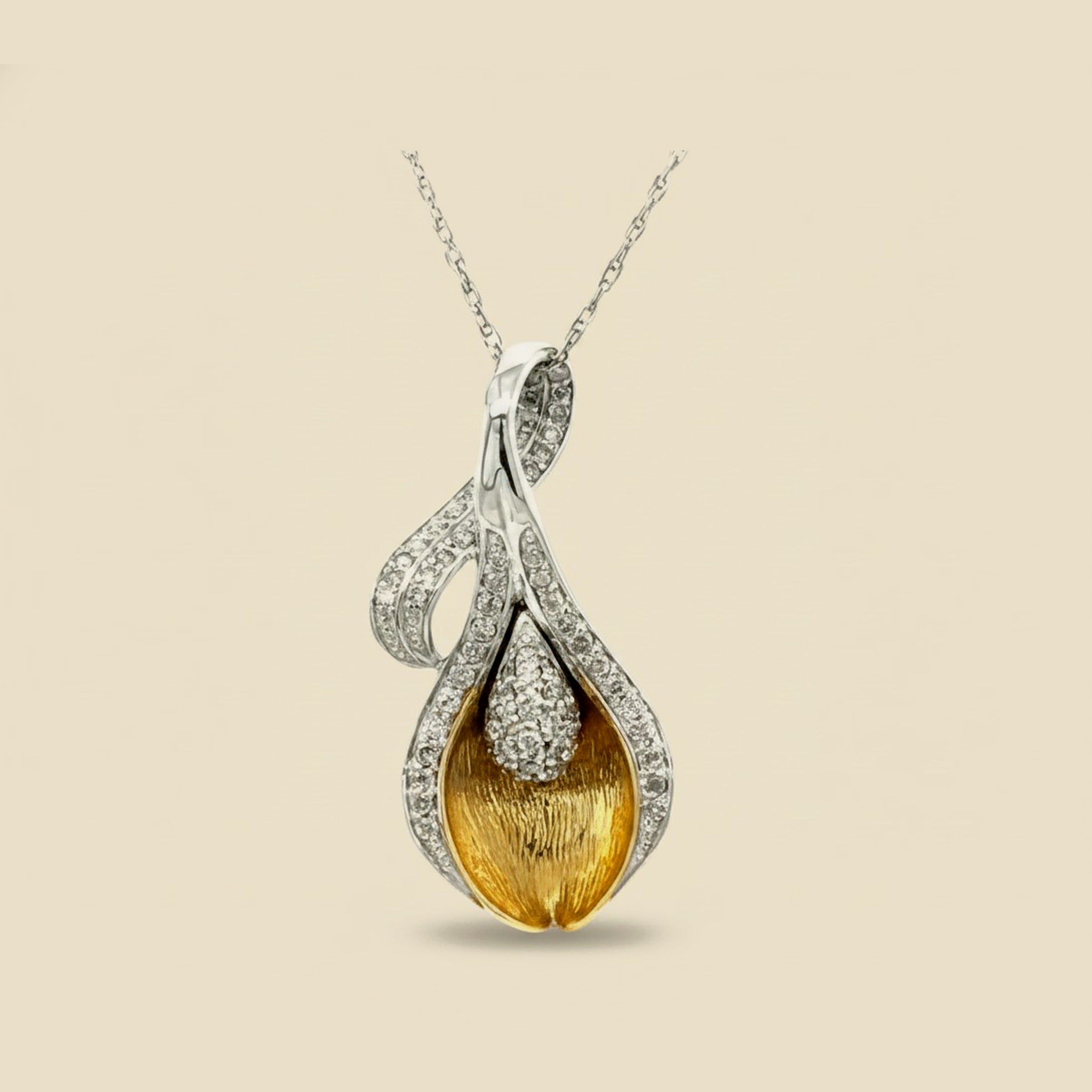 Two Tone Diamond Tulip Petal Pendant