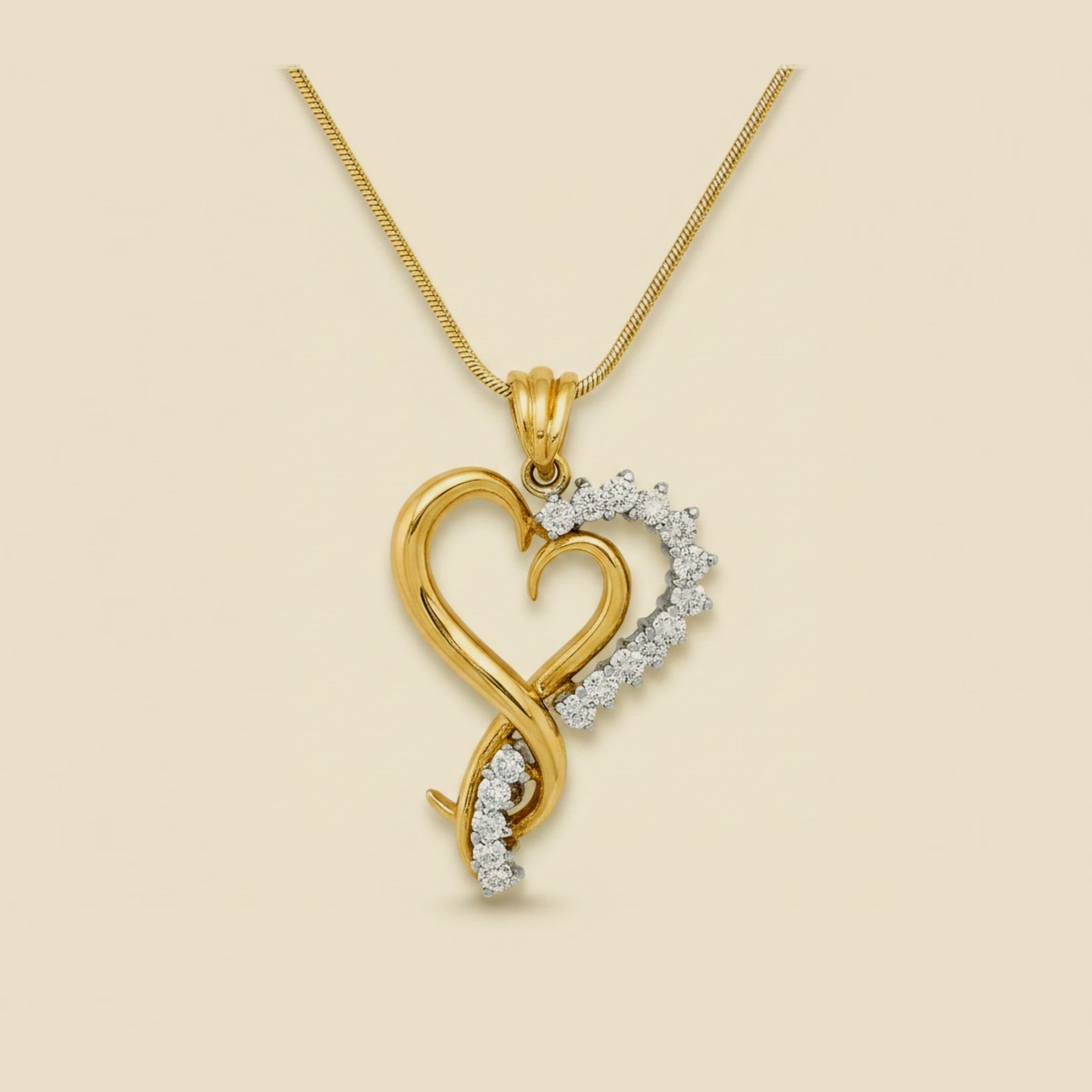 Two Tone Open Heart Diamond Pendant – Empire Diamond