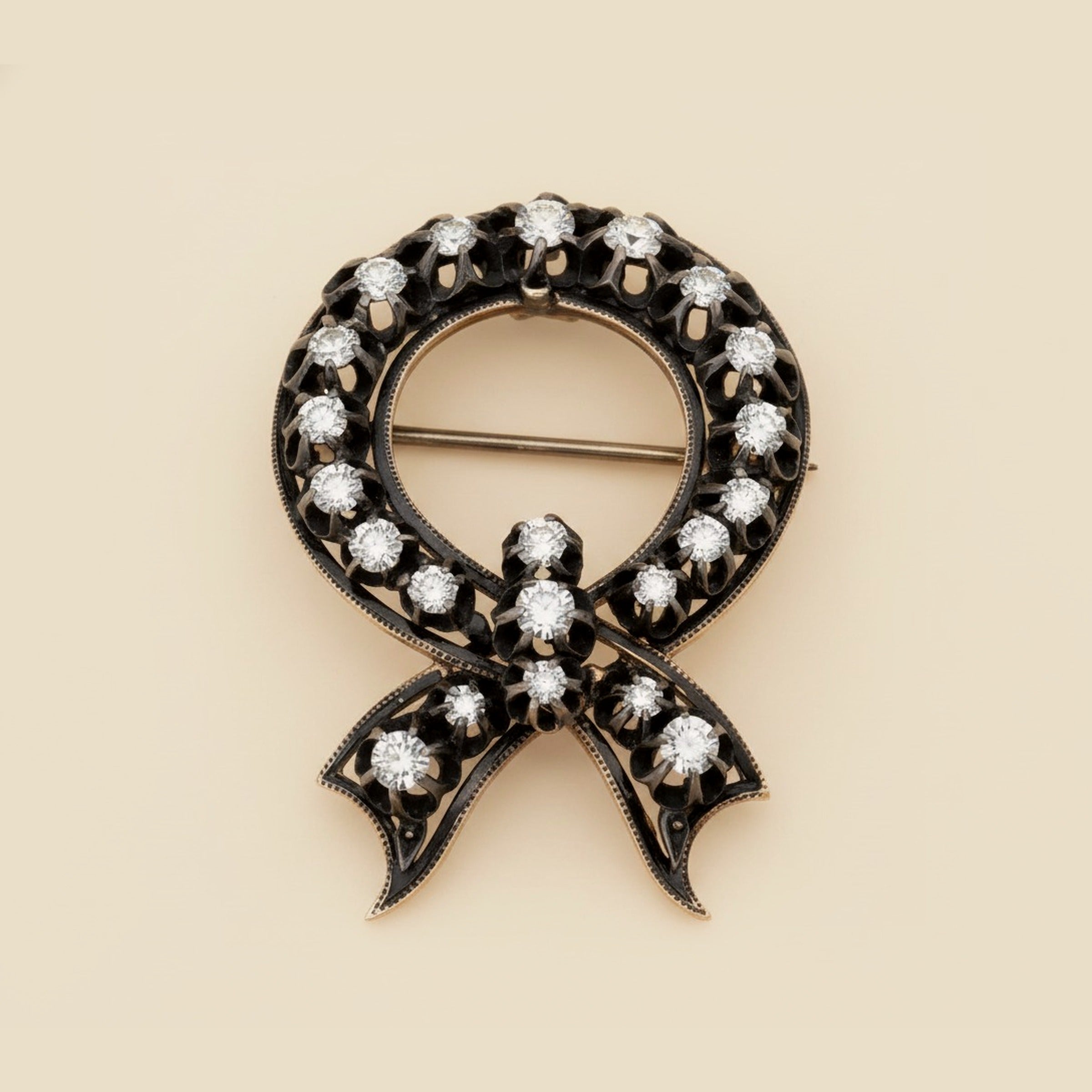 Victorian 14K & Silver Diamond Wreath Pin – Empire Diamond