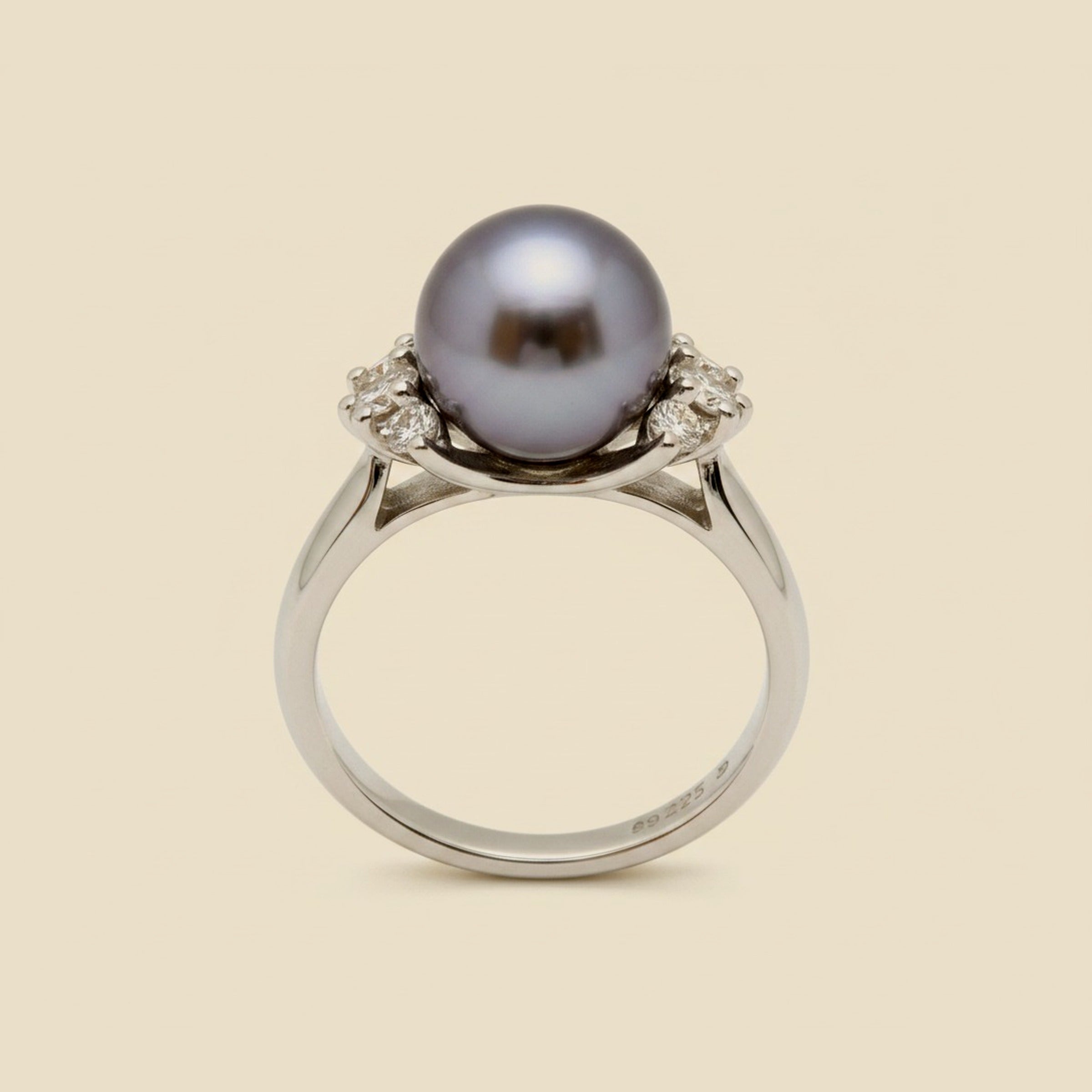 Vintage Mikimoto Black Tahitian Pearl & Diamond Cocktail Ring – Empire Diamond – view 2