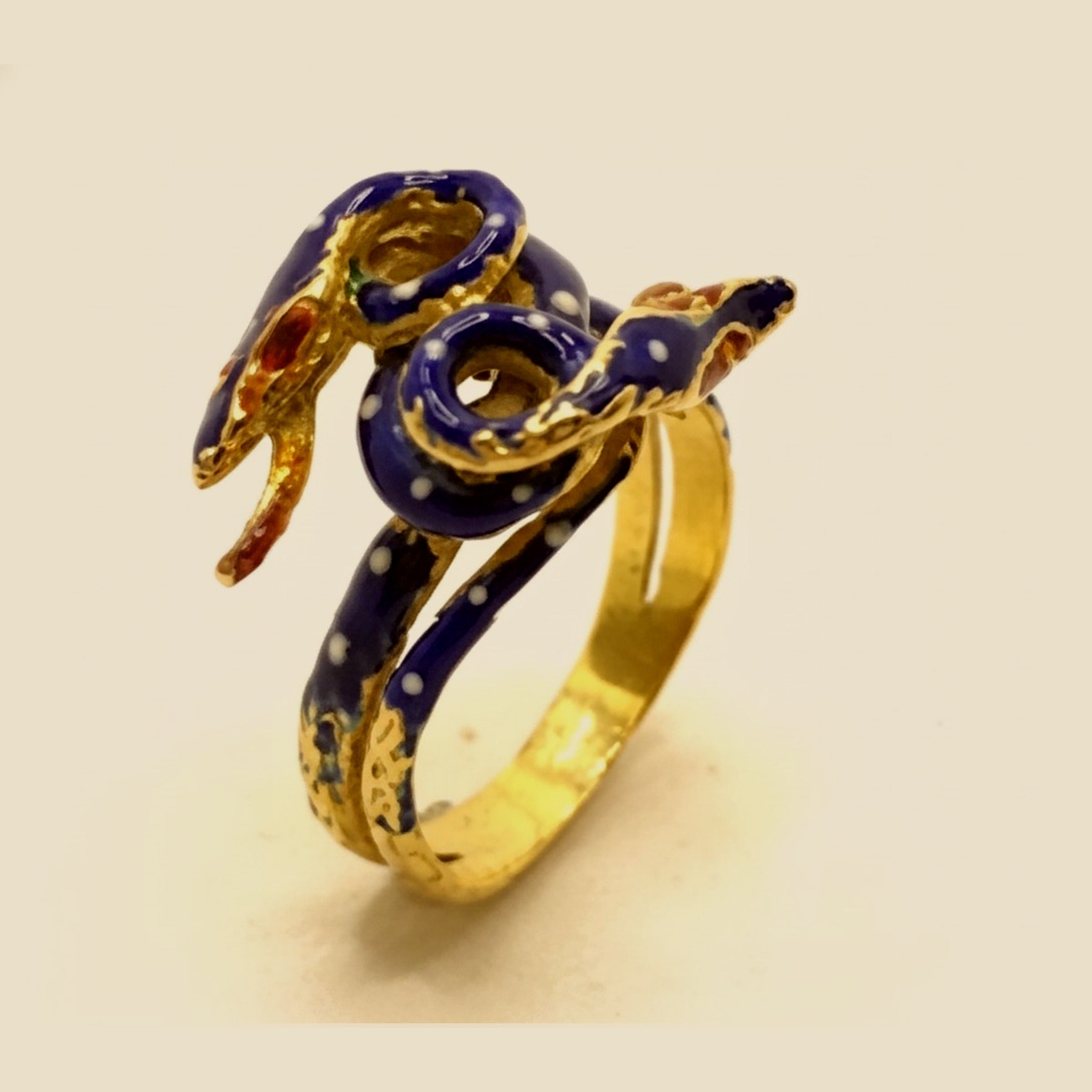 Vintage Yellow Gold Two Headed Serpent Ring