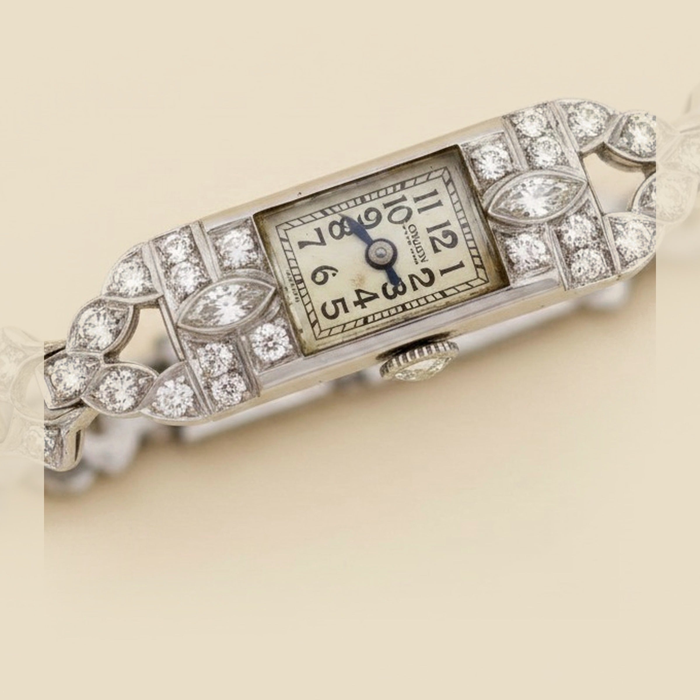 Waltham Art Deco Platinum & Diamond Wrist Watch – Empire Diamond – view 2