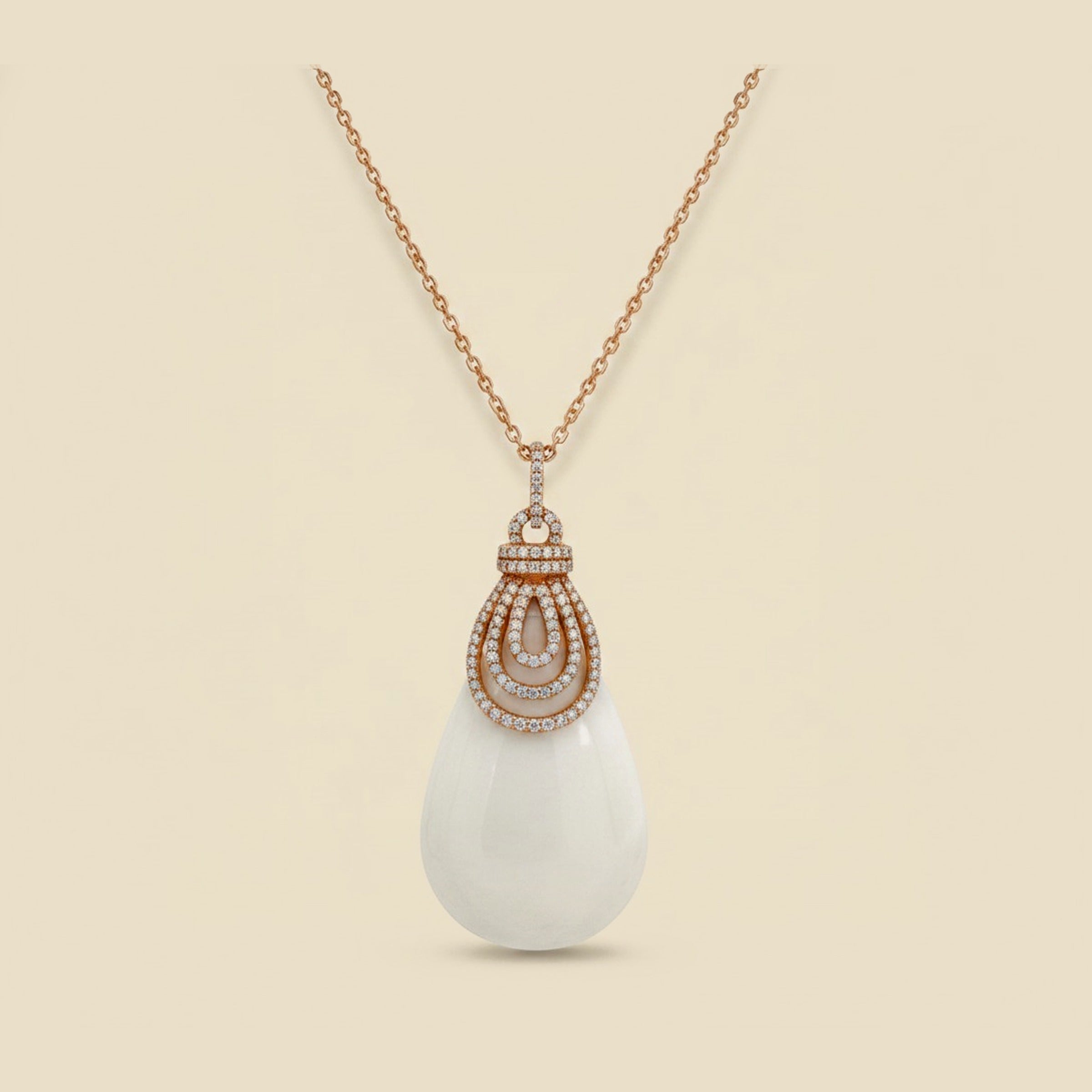 White Cryptocrystalline Quartz Teardrop Pendant – Empire Diamond