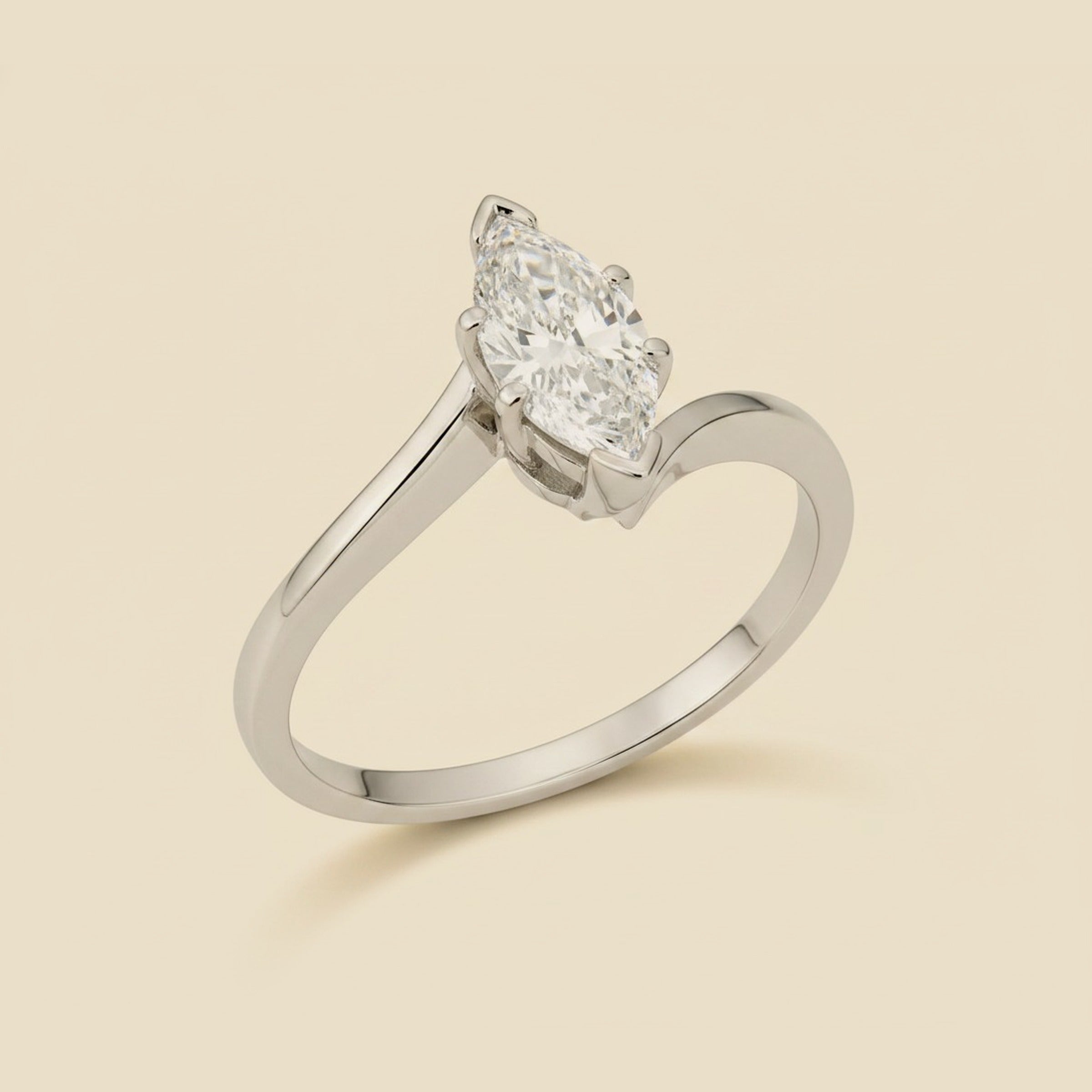 White Gold Asymmetrical Marquise Shaped Diamond Engagement Ring – Empire Diamond