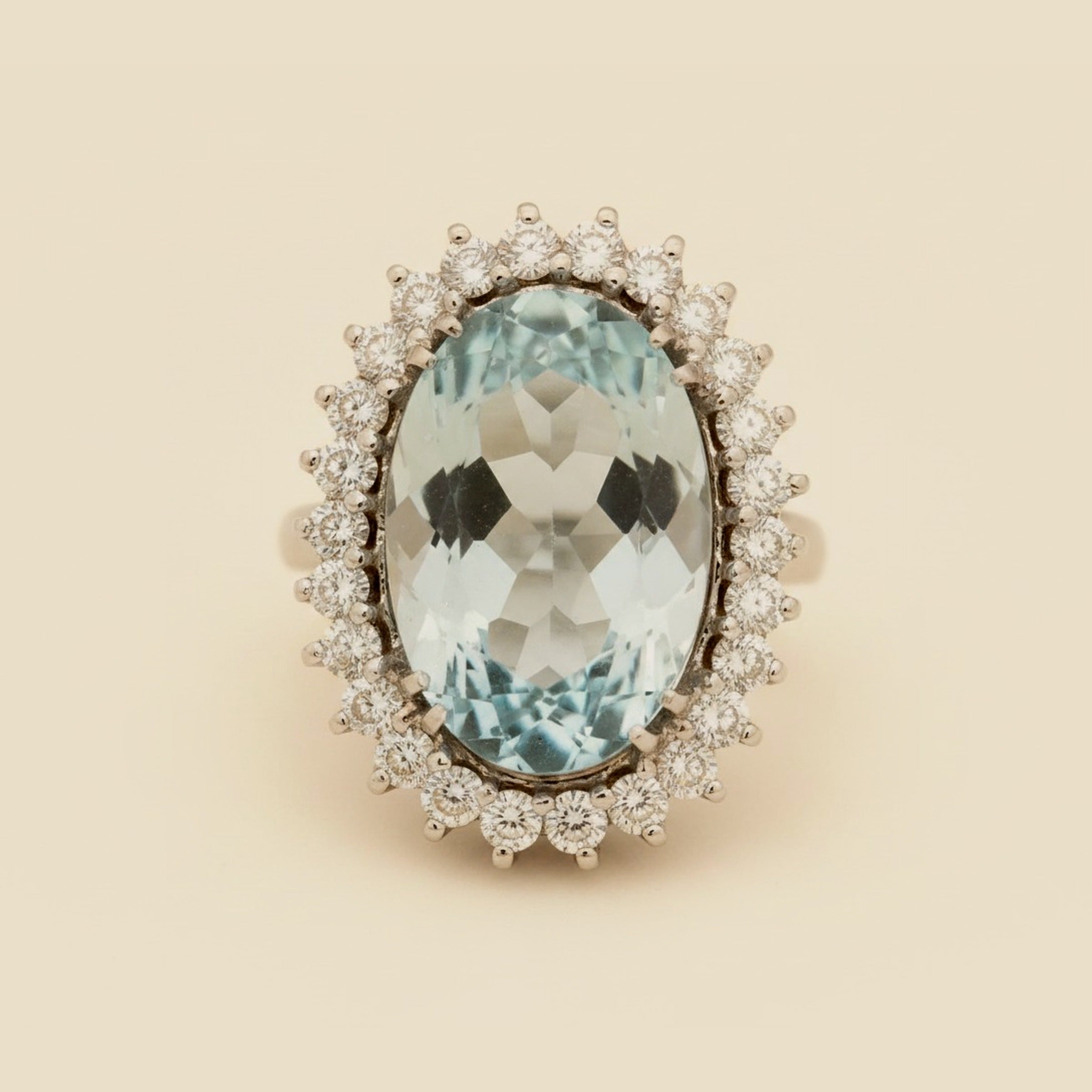White Gold Blue Topaz and Diamond Cocktail Ring – Empire Diamond – view 2