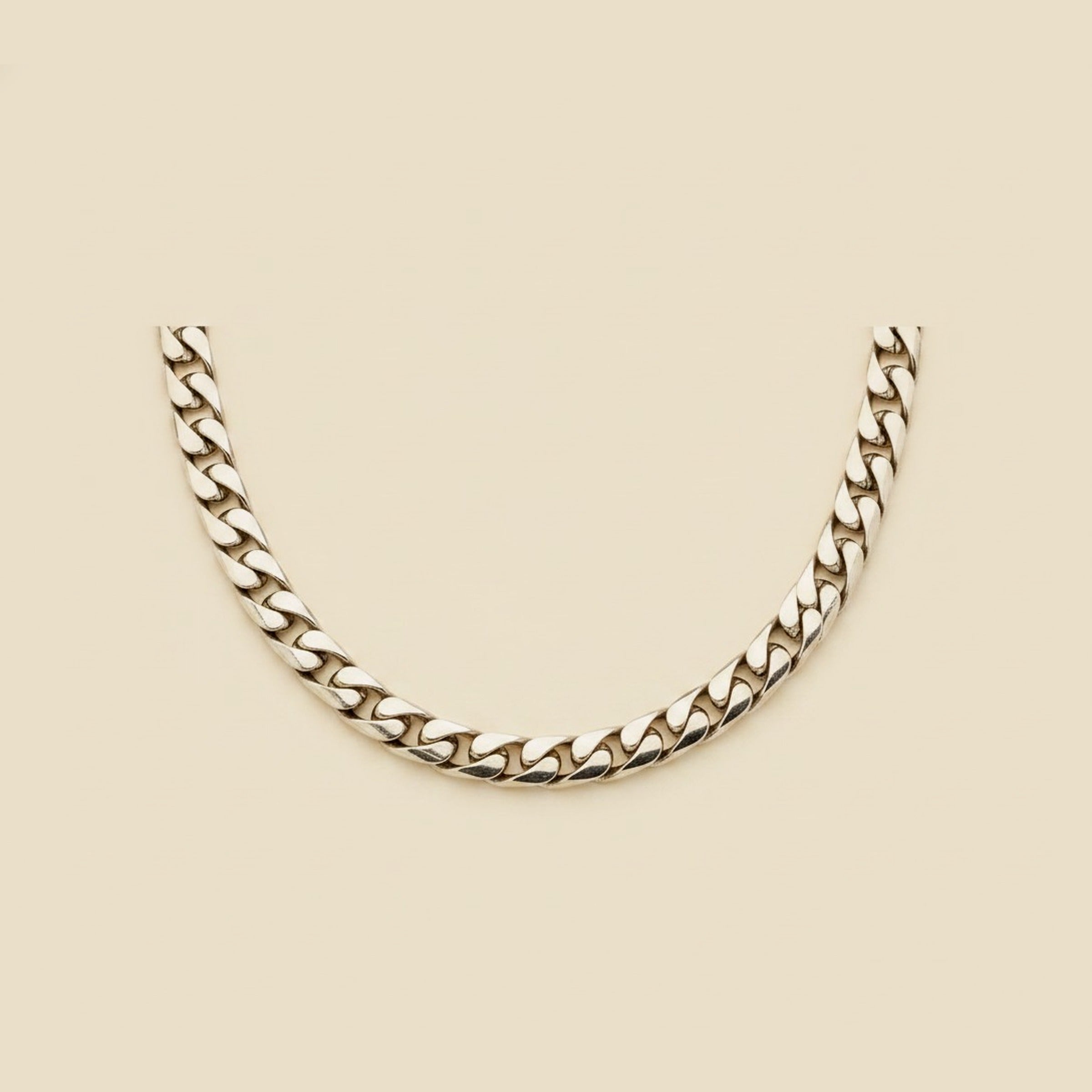 White Gold Curb & Chevron Link Chain Necklace – Empire Diamond