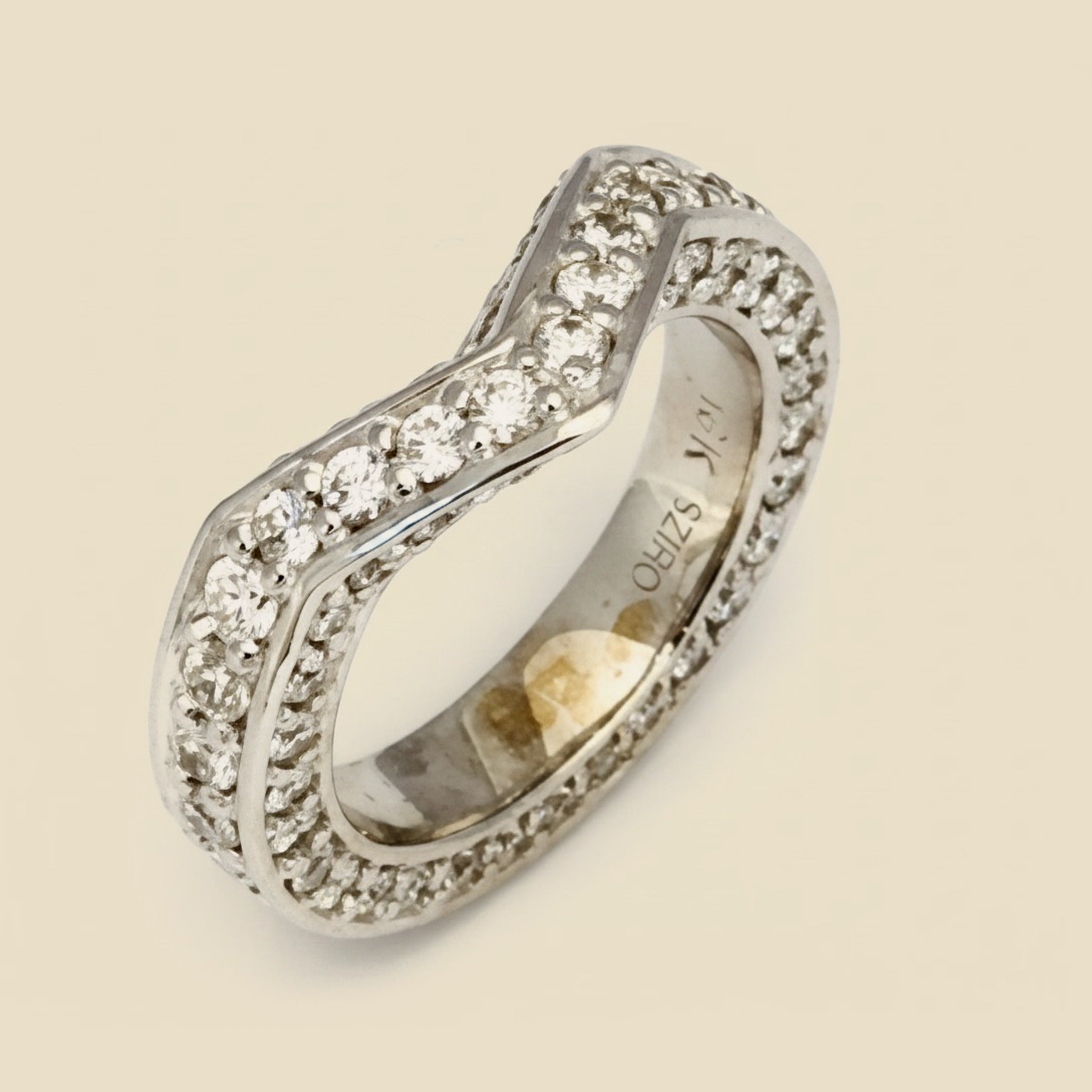 White Gold Diamond Chevron Eternity Ring – Empire Diamond