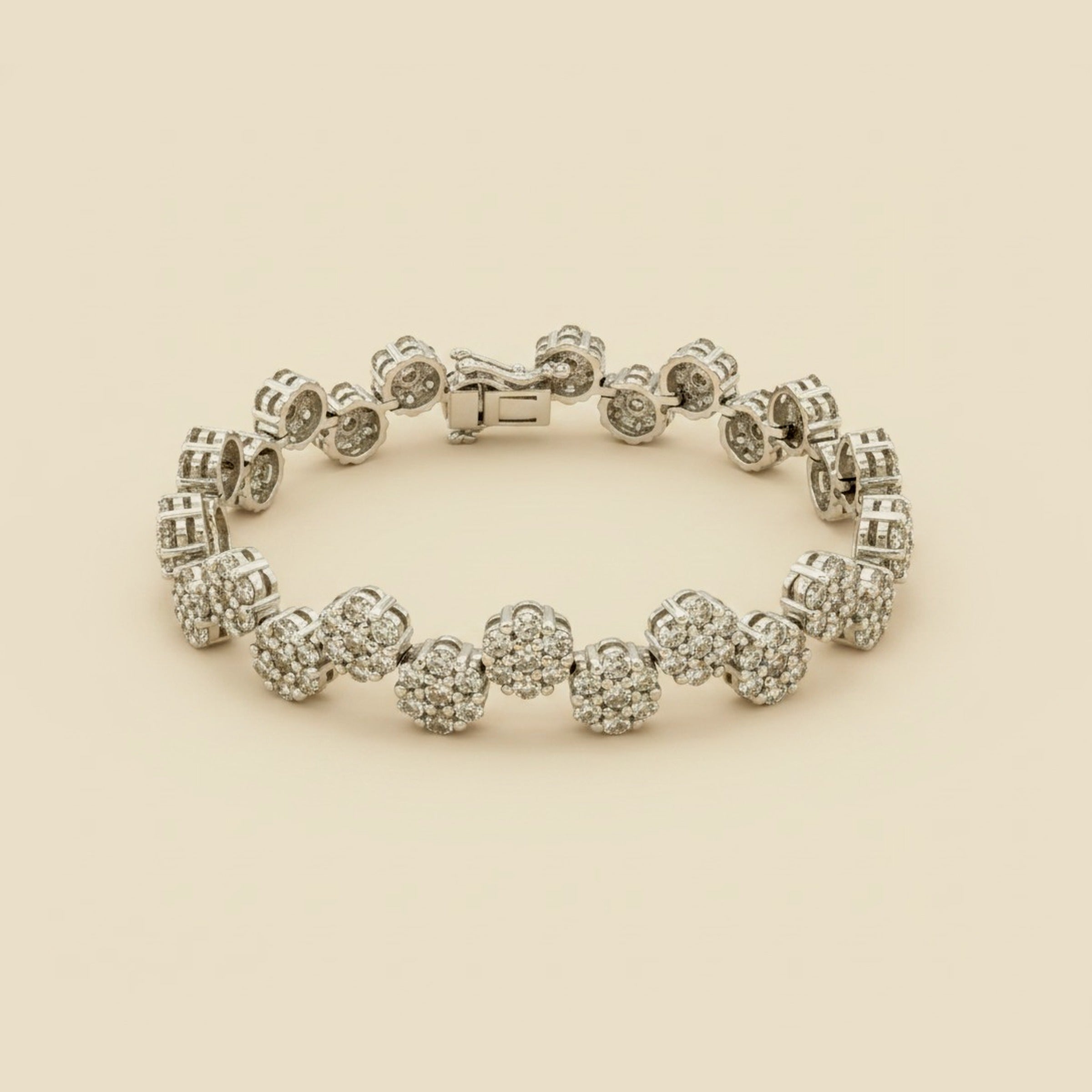 White Gold Diamond Circle Link Bracelet