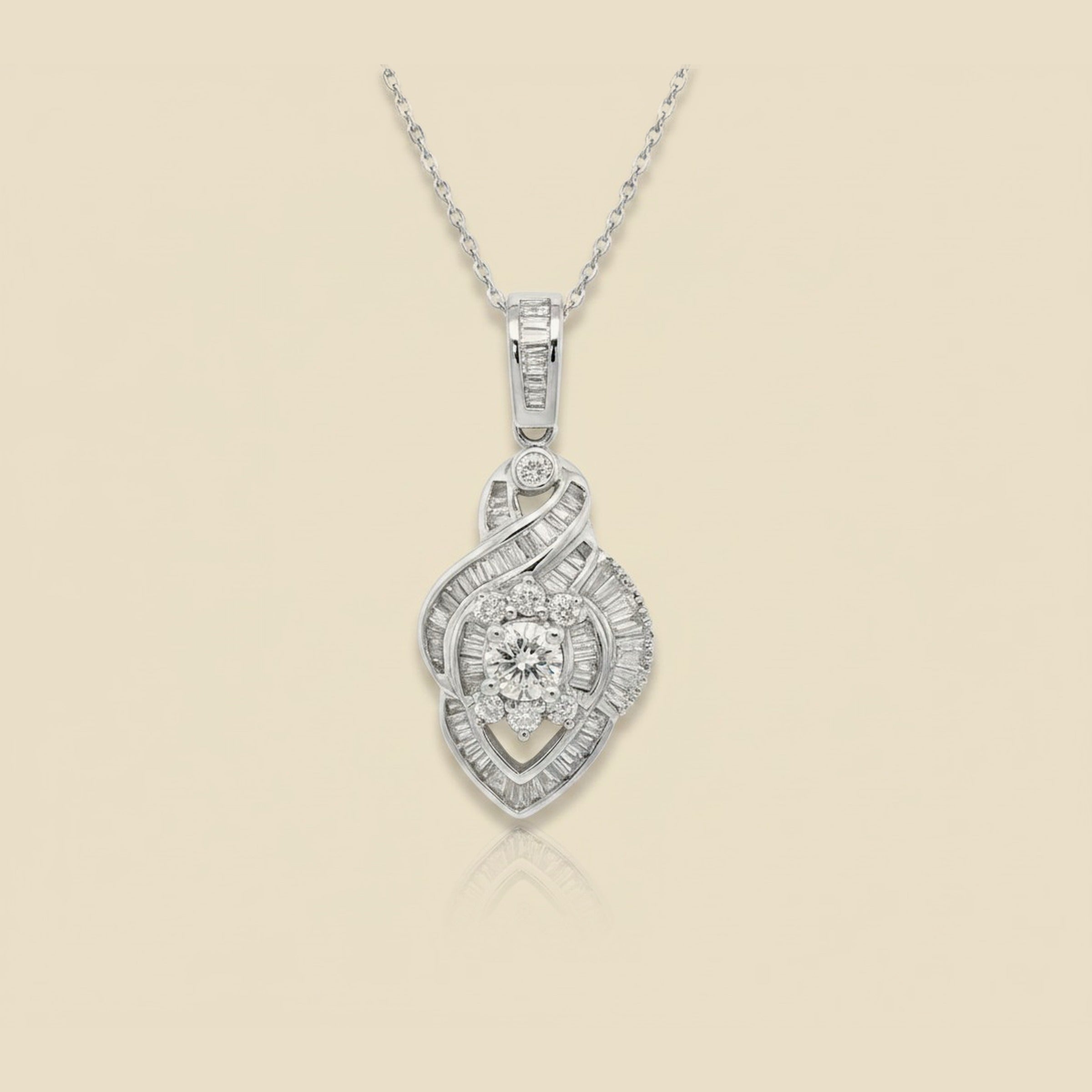 White Gold Diamond Cluster Pendant – Empire Diamond