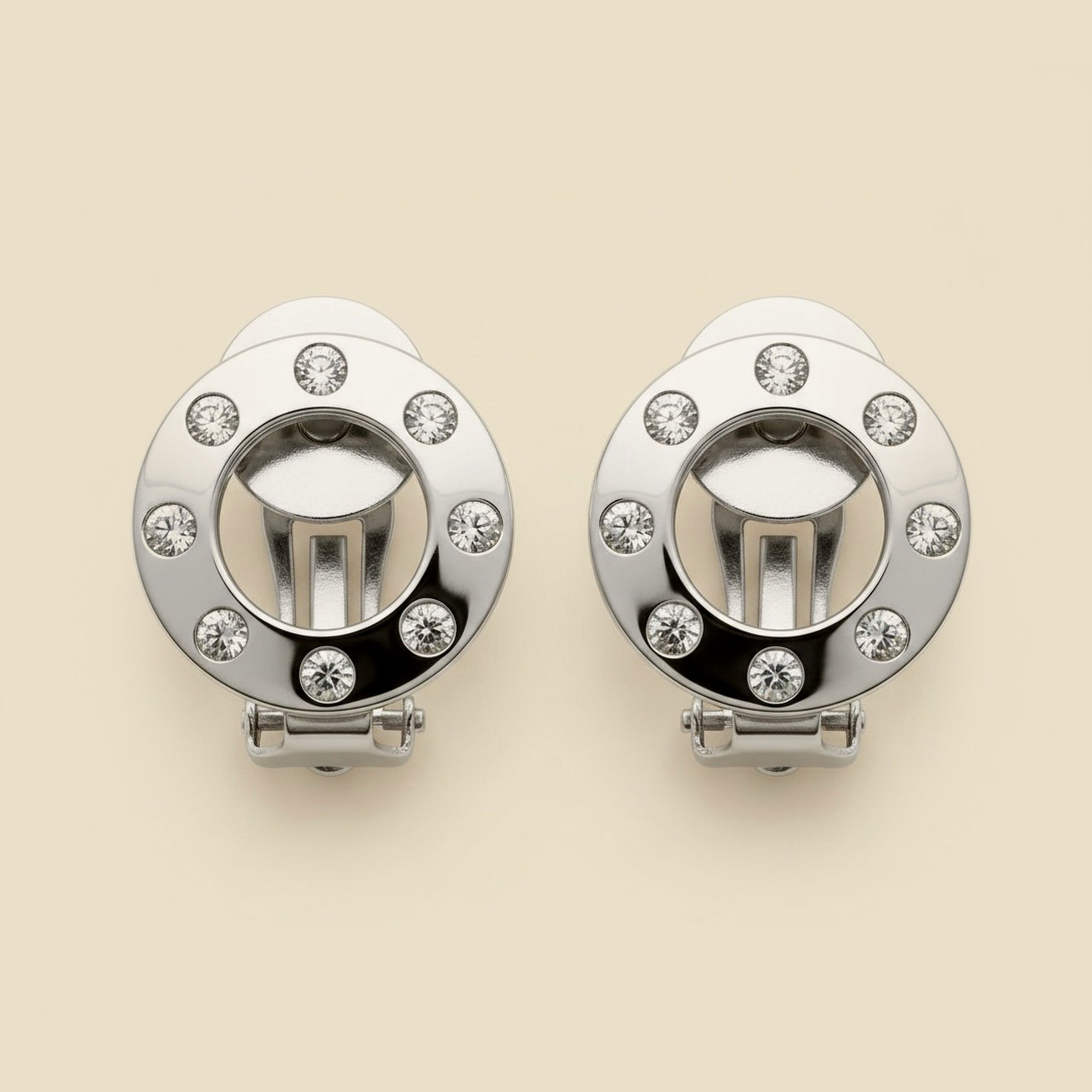 White Gold Diamond Donut Ear Clips – Empire Diamond