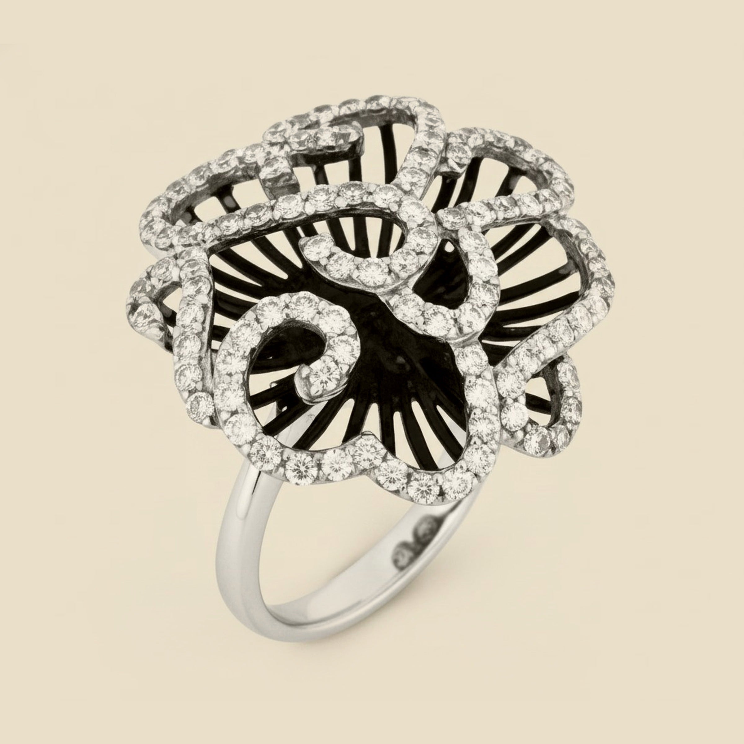 White Gold Diamond Free Form Dinner Ring
