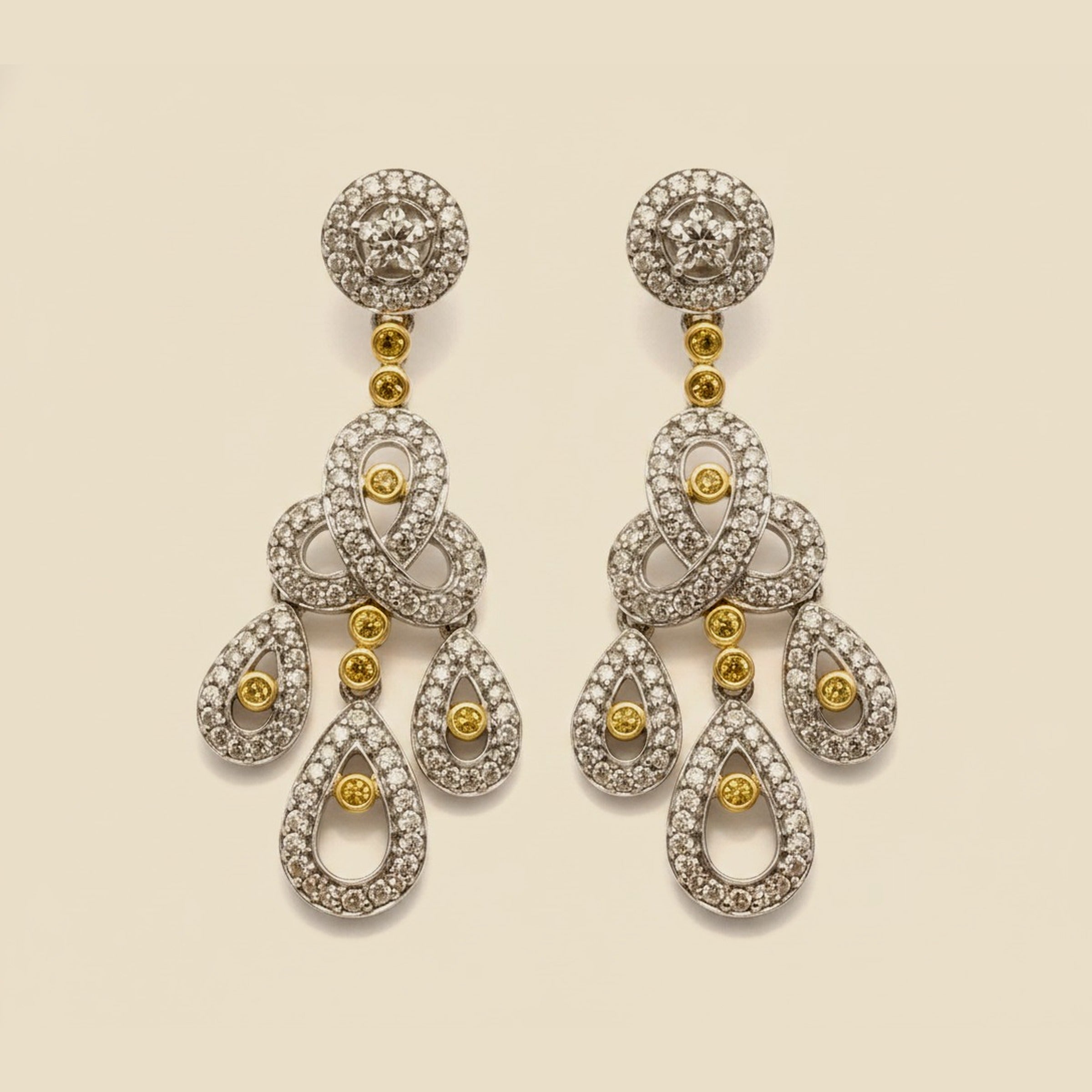 White Gold Diamond Hanging Earrings – Empire Diamond