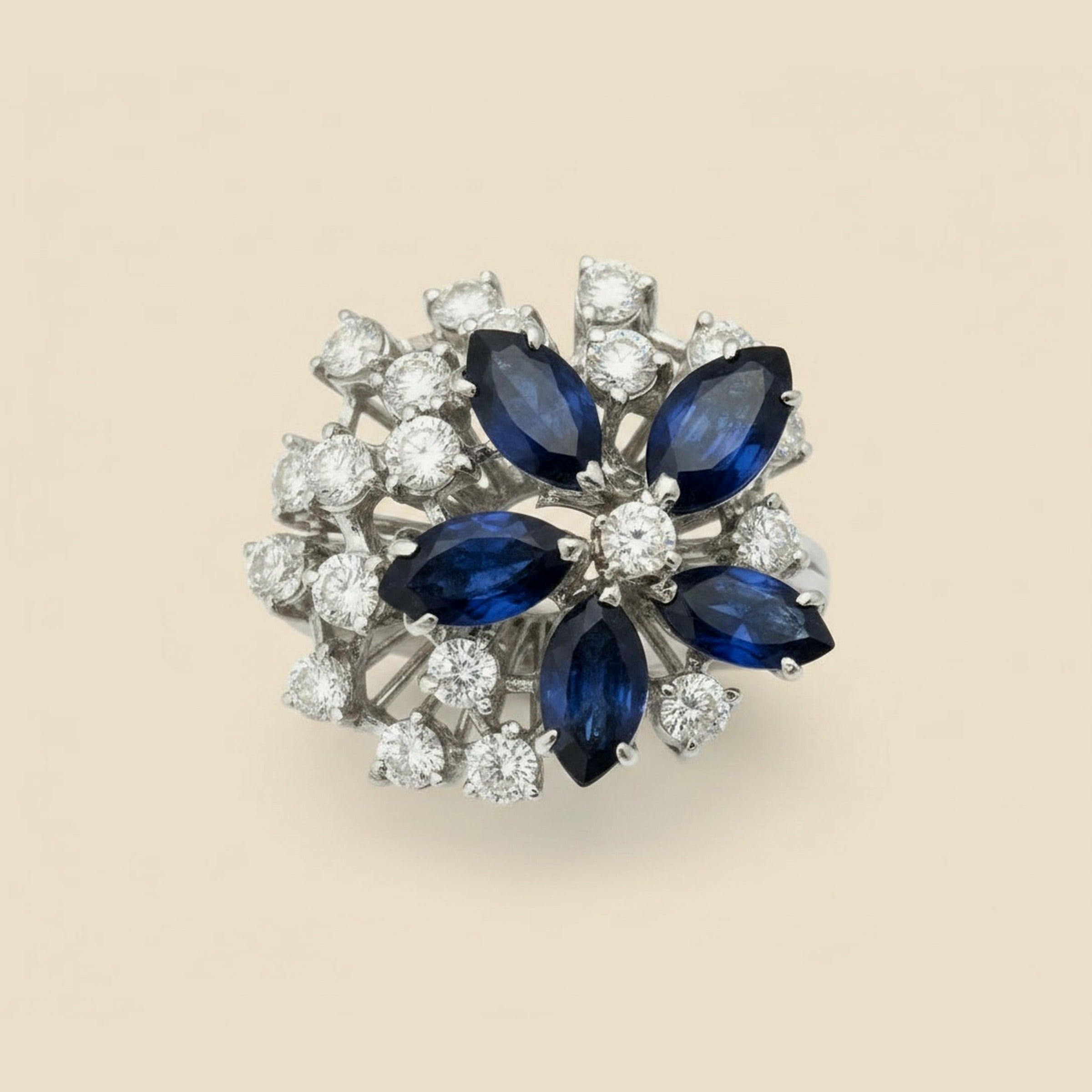 White Gold Diamond & Sapphire Cluster Ring – Empire Diamond – view 2