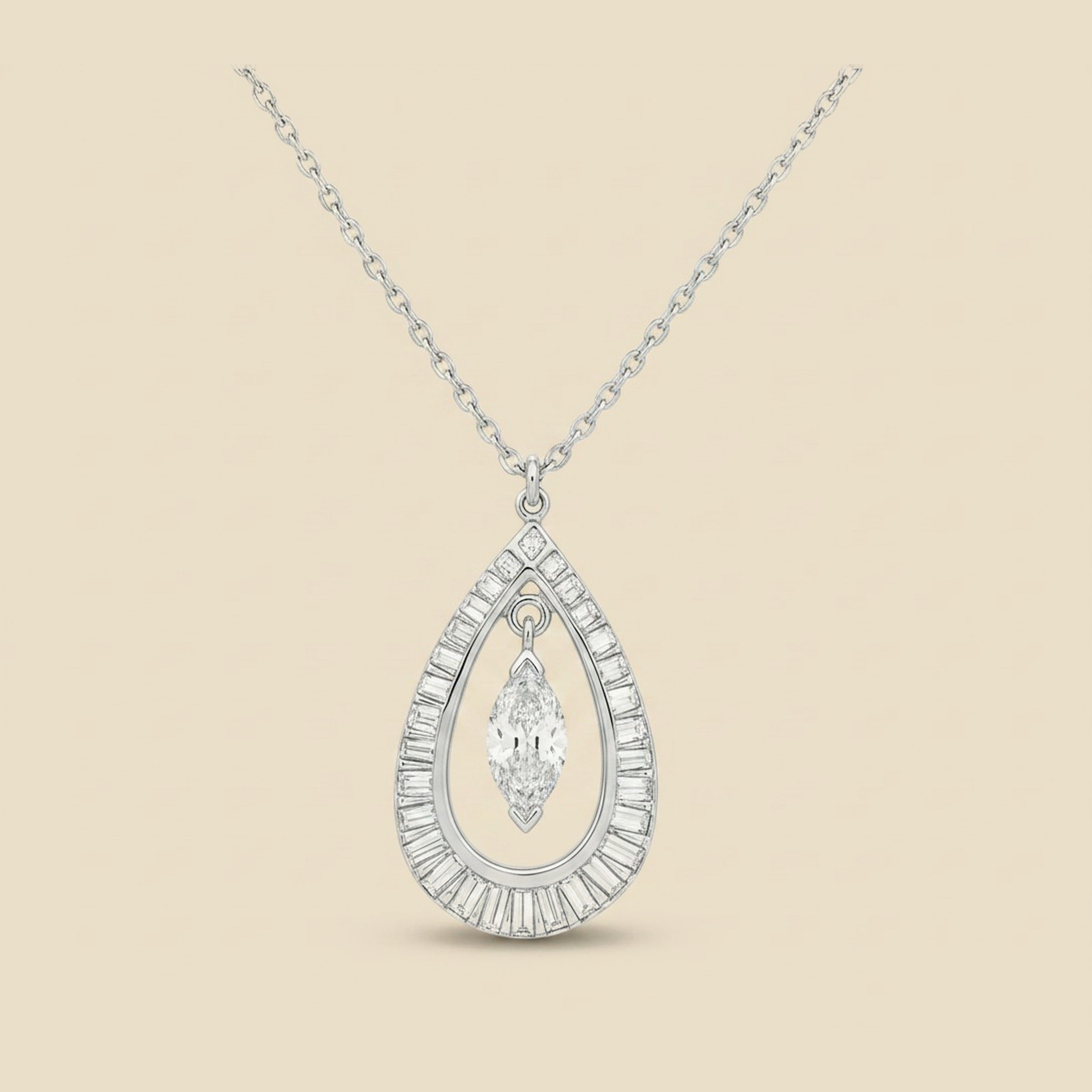 White Gold Diamond Teardrop Pendant – Empire Diamond