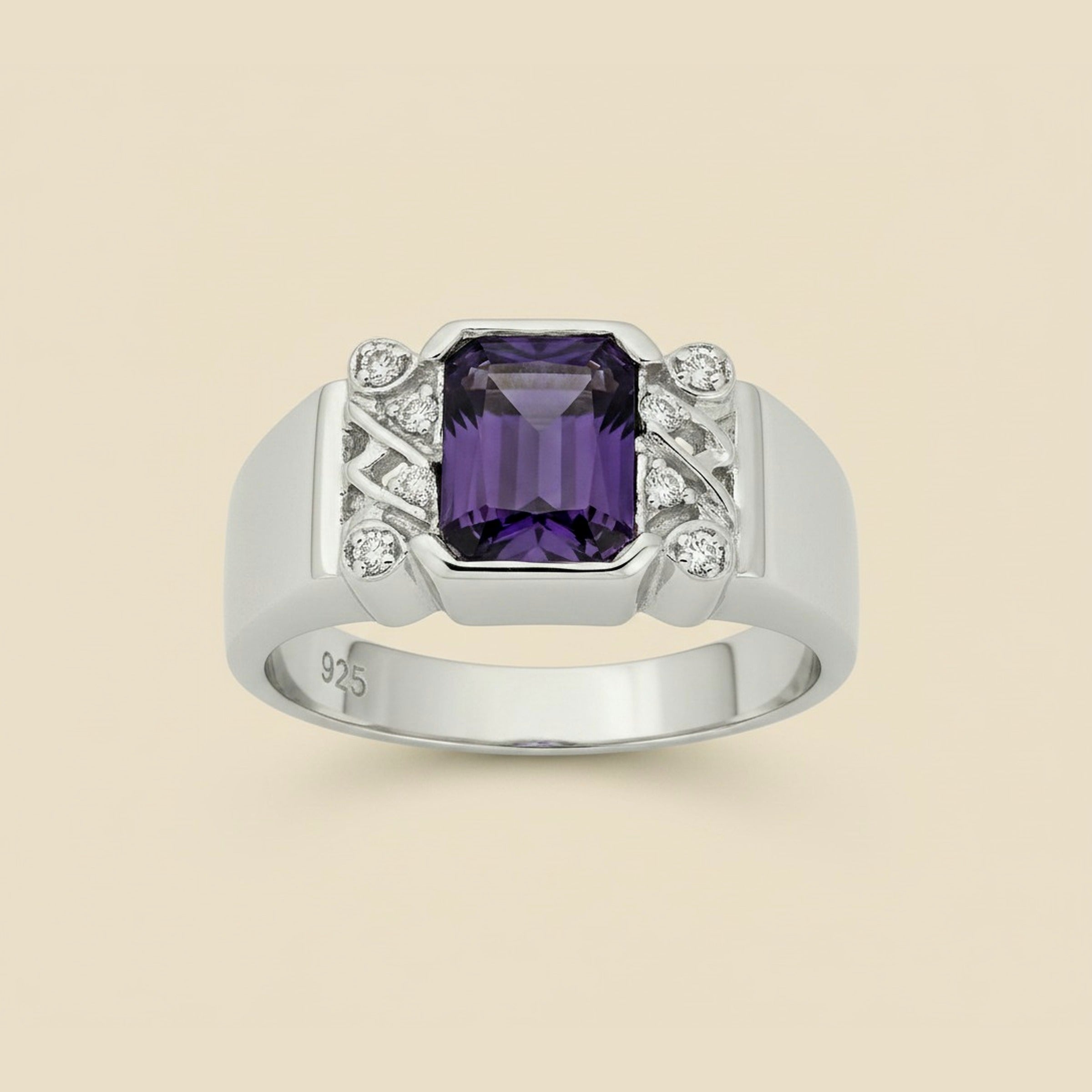 White Gold Iolite and Diamond Ring – Empire Diamond – view 2