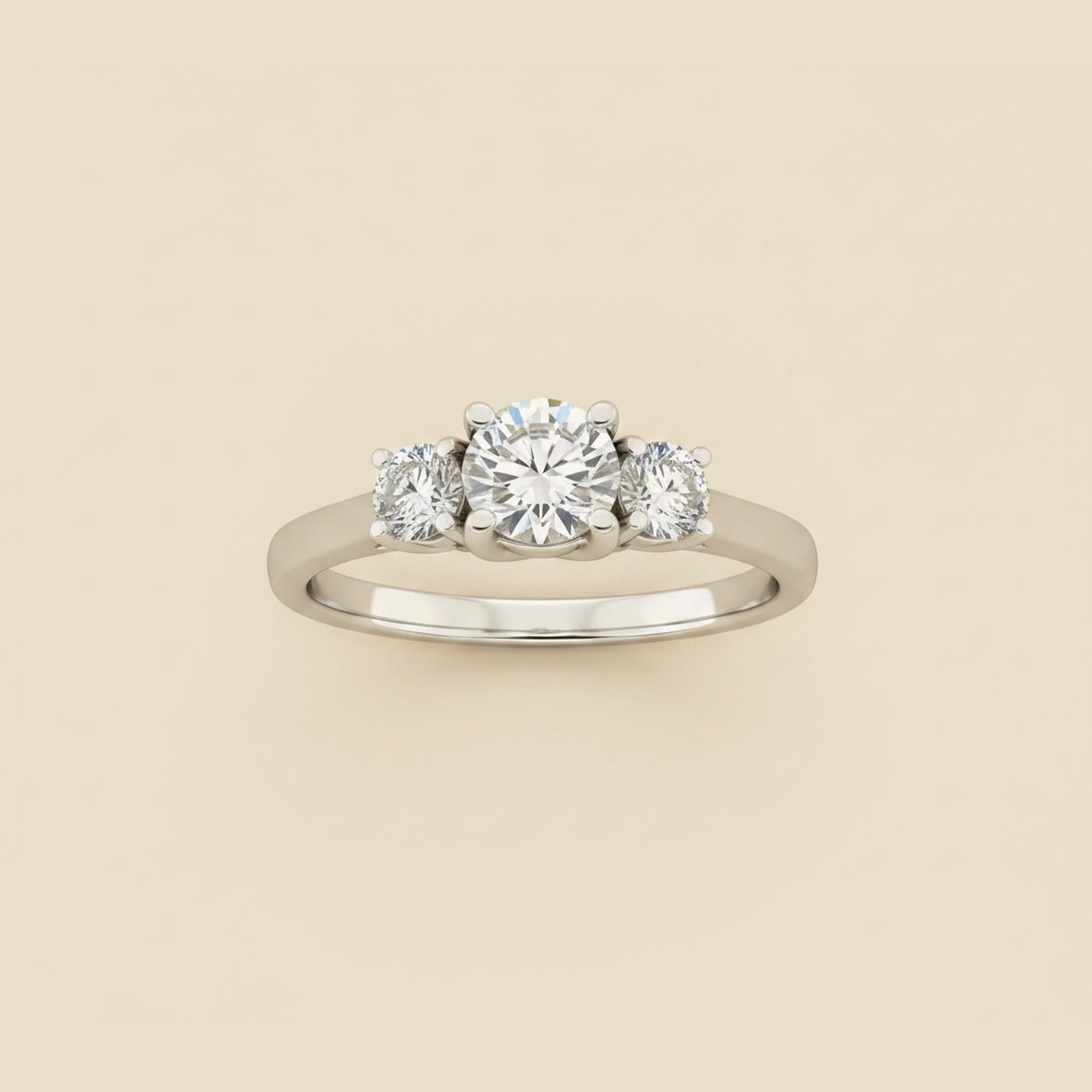 White Gold Lucida Style 3 Stone Diamond Engagement Ring