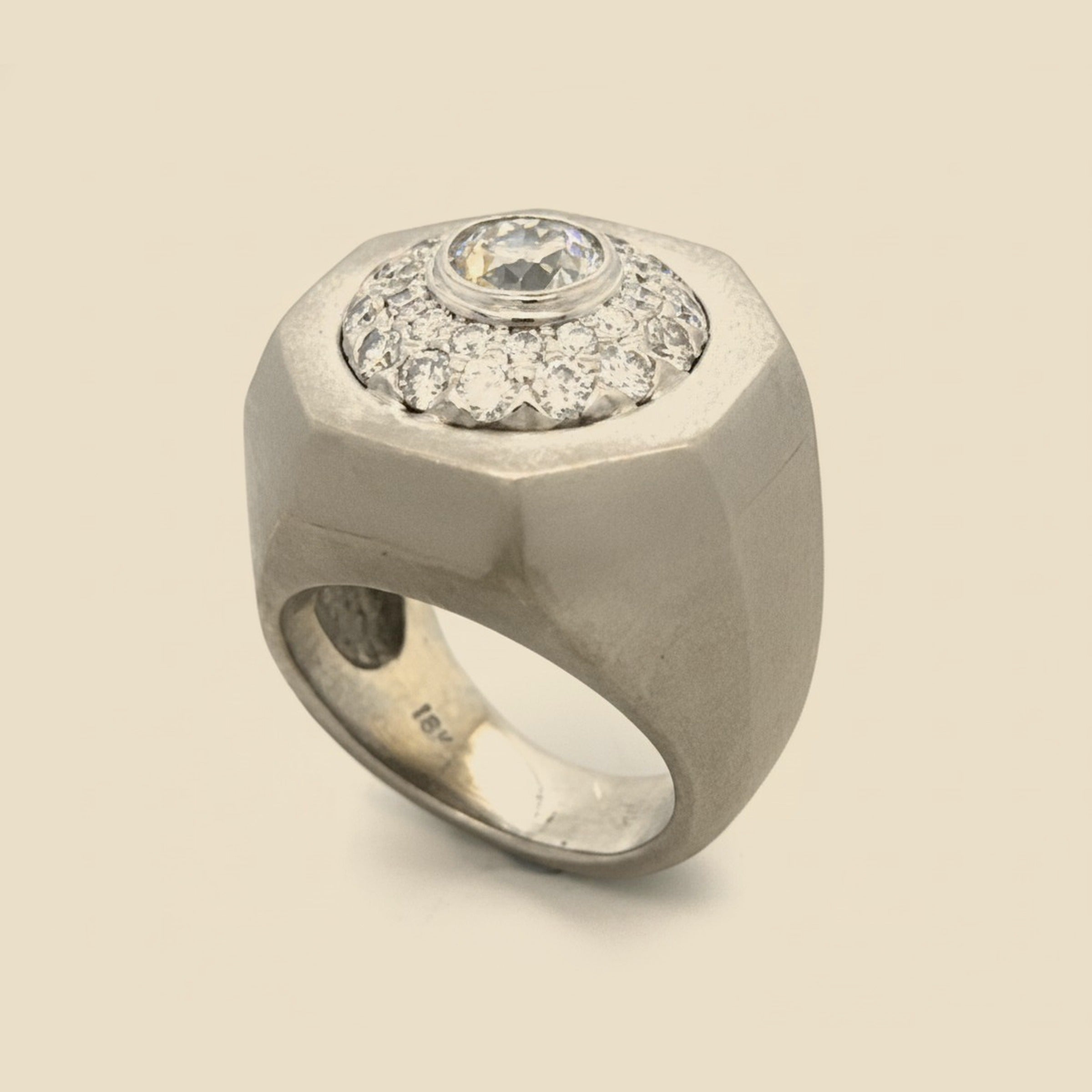 White Gold Matte Finish Diamond Cluster Ring