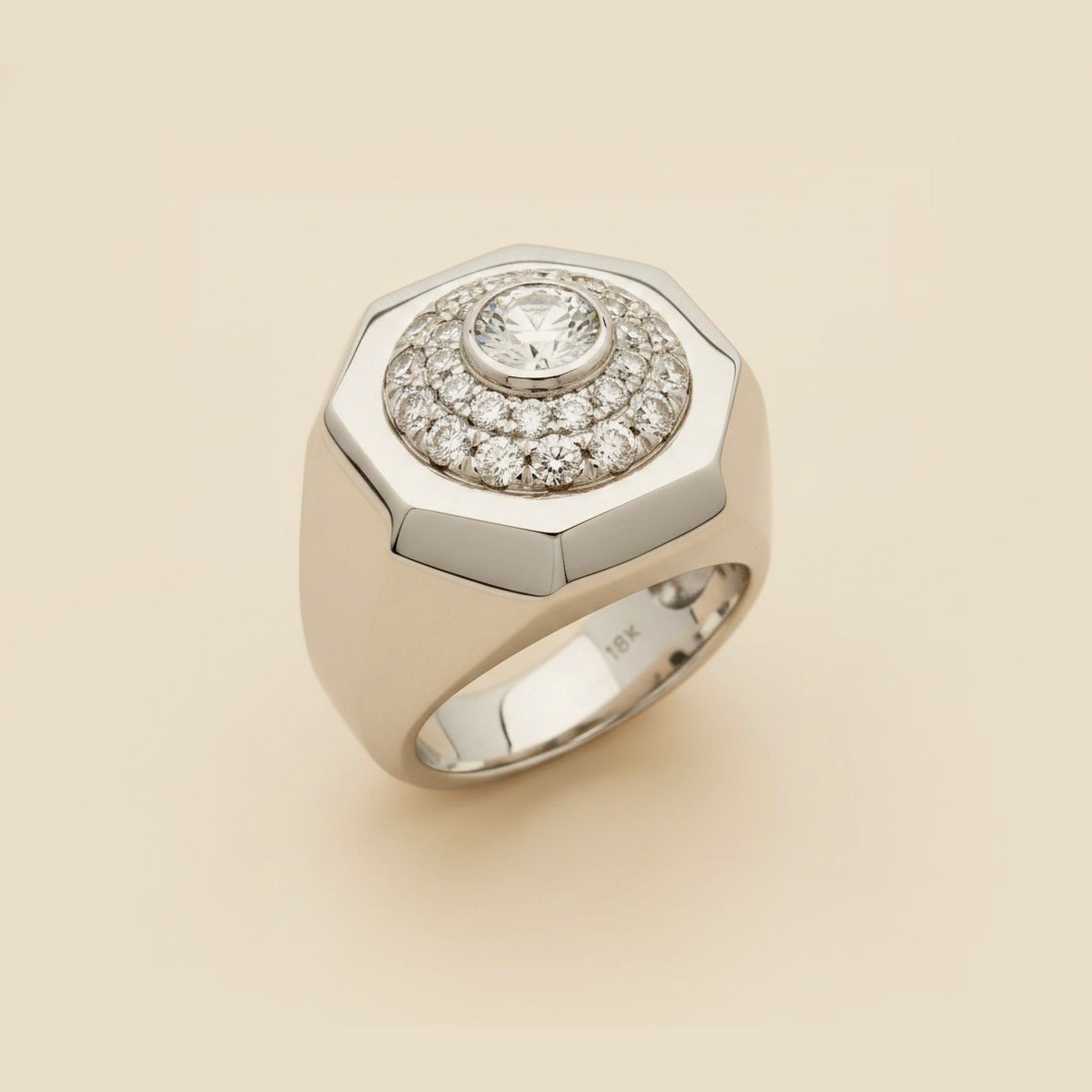 White Gold Matte Finish Diamond Cluster Ring