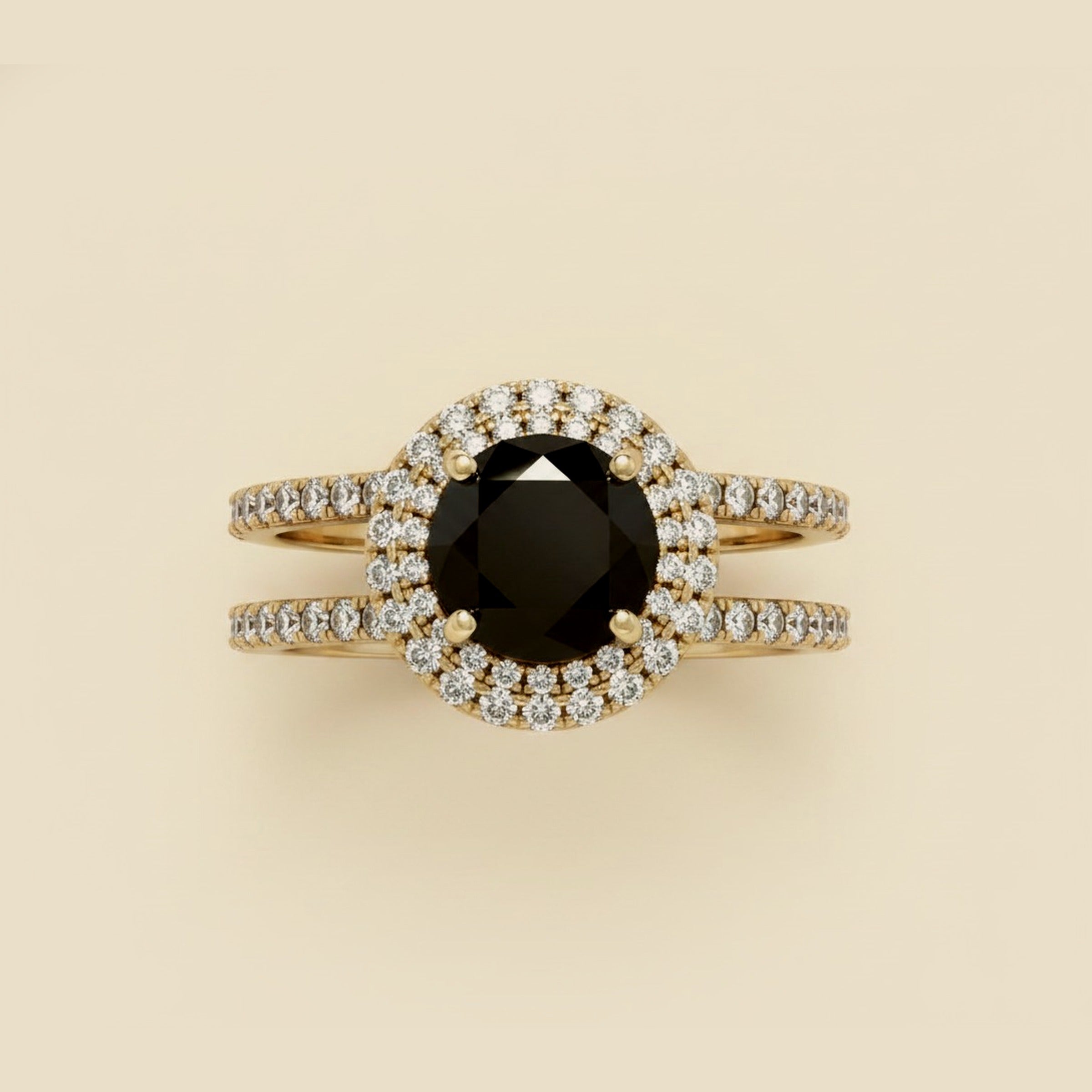 White Gold Natural Black Diamond Cocktail Ring