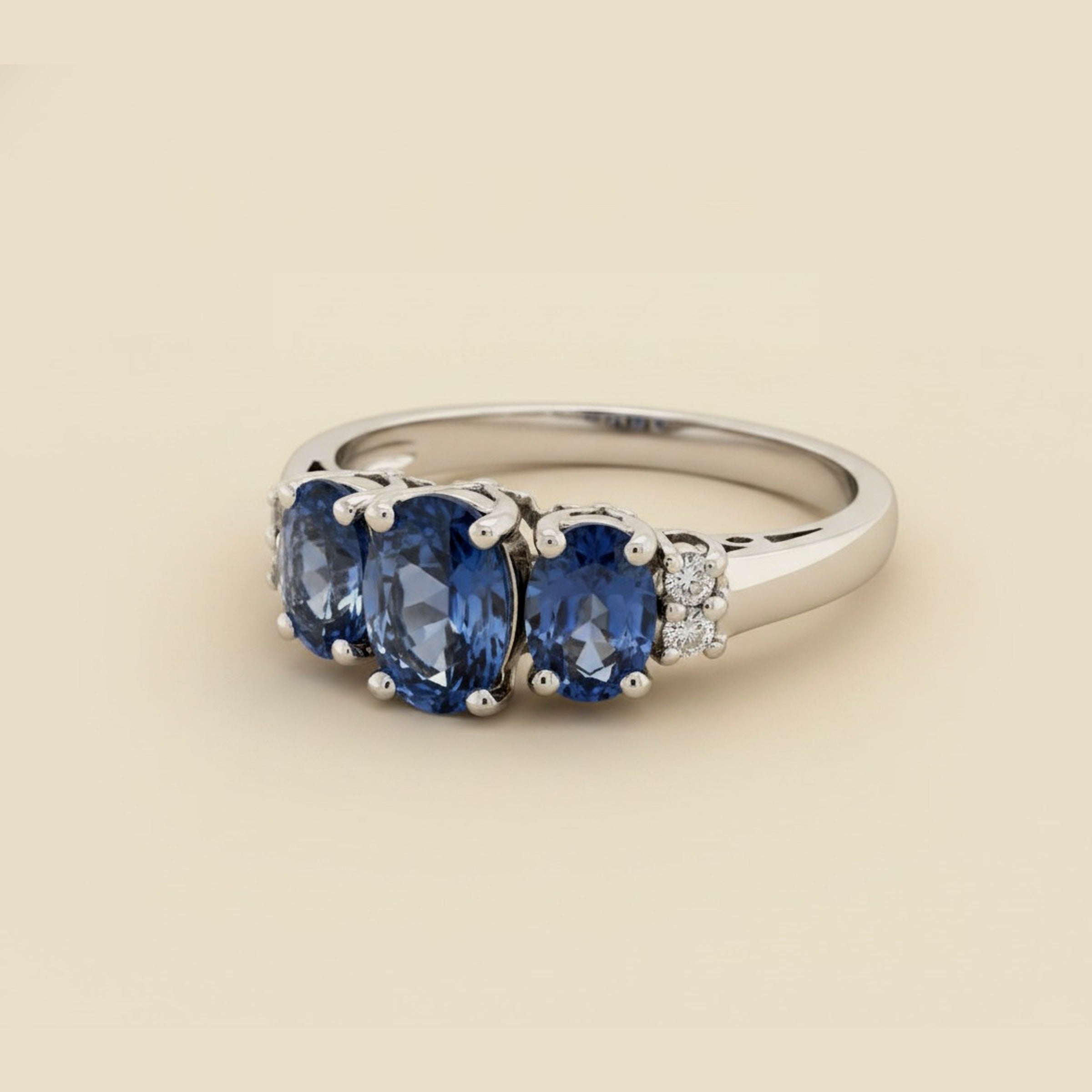 White Gold Natural Sapphire & Diamond Ring