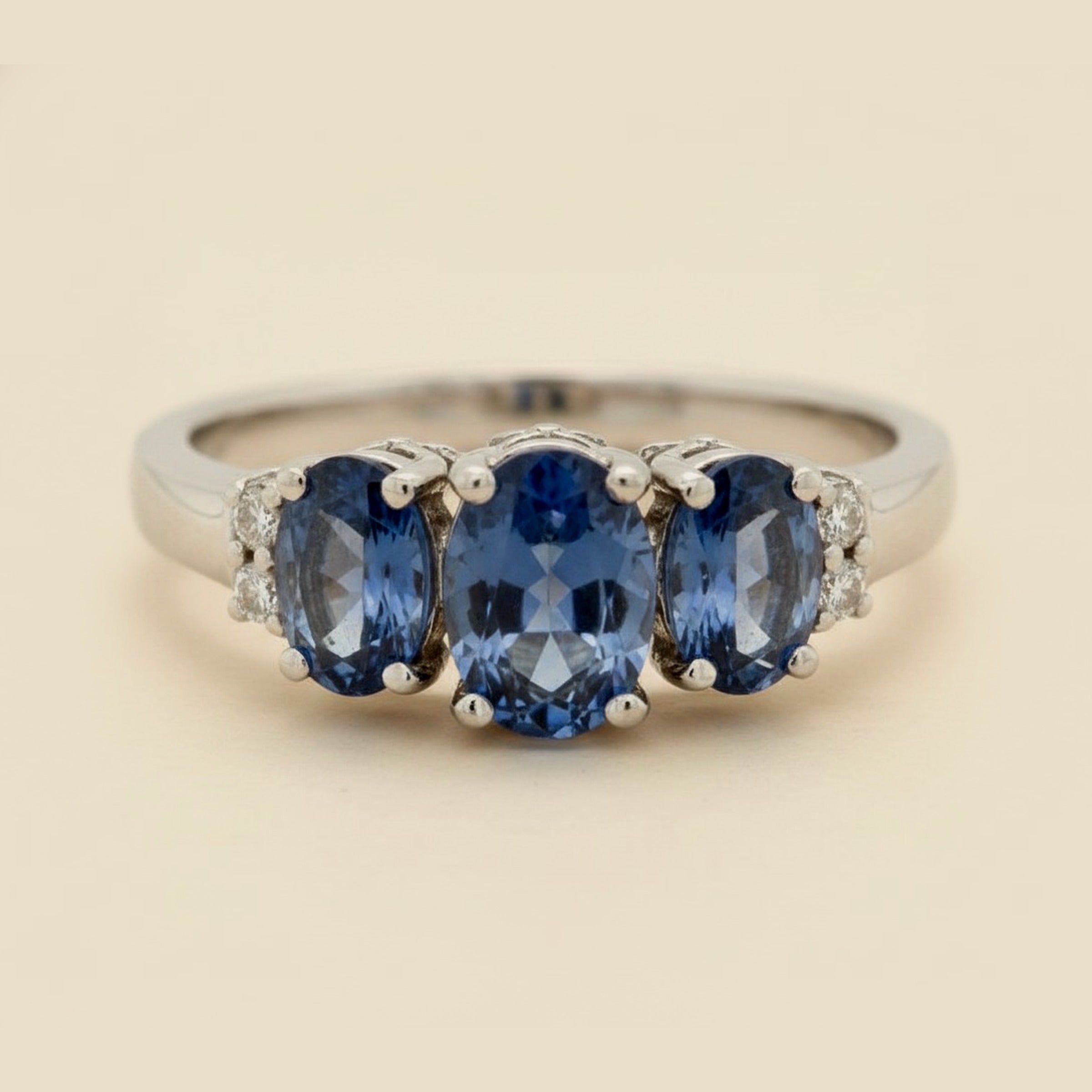 White Gold Natural Sapphire & Diamond Ring