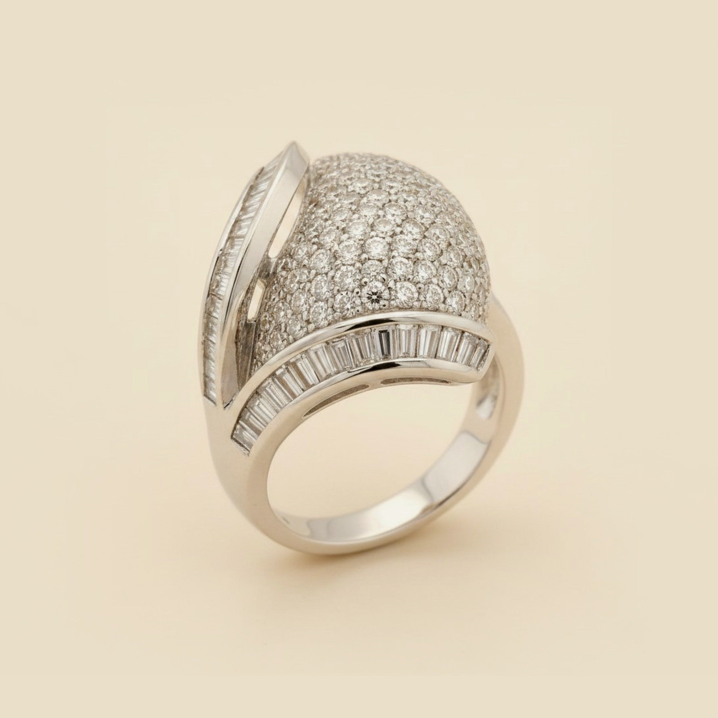 White Gold Pave Diamond Bypass Ring – Empire Diamond