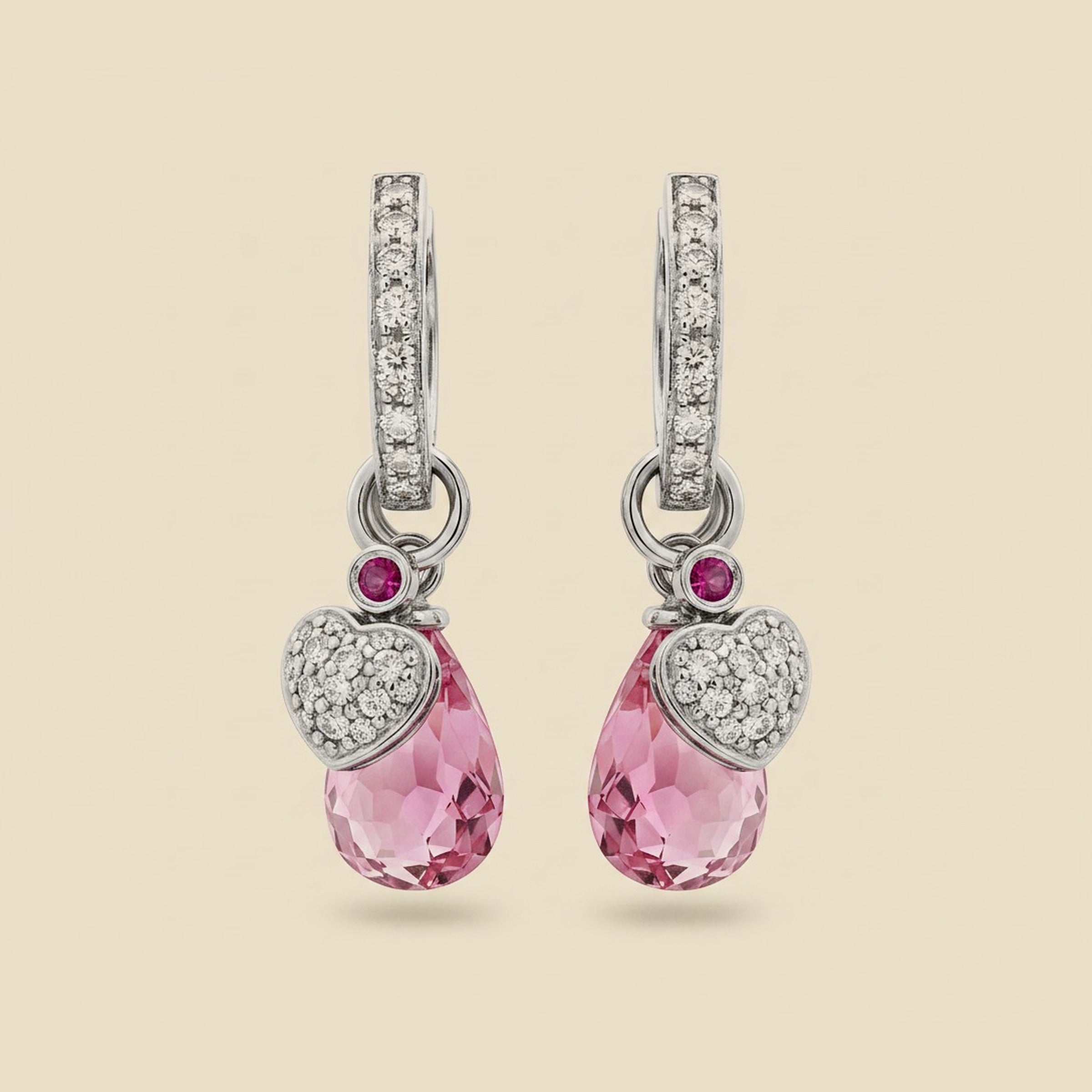 White Gold Pave Diamond Hoop Earrings with Drop Attachments – Empire Diamond