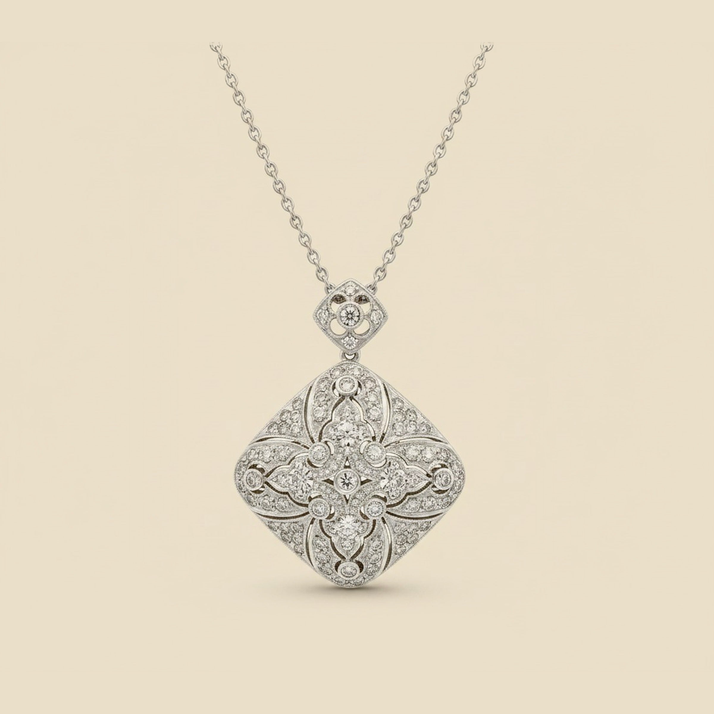 White Gold Pave Diamond Pendant/ Locket – Empire Diamond
