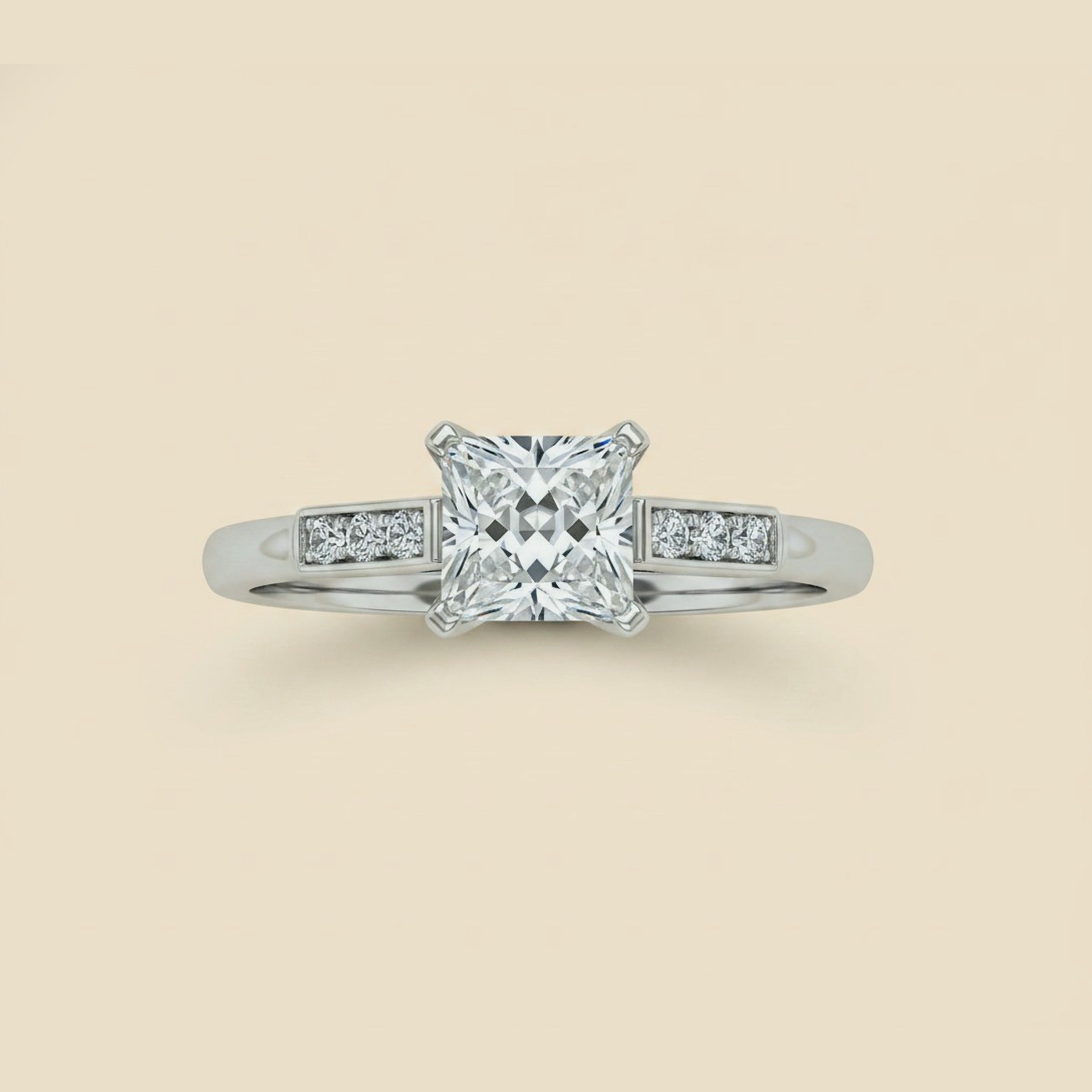 White Gold Princess Cut Diamond Engagement Ring