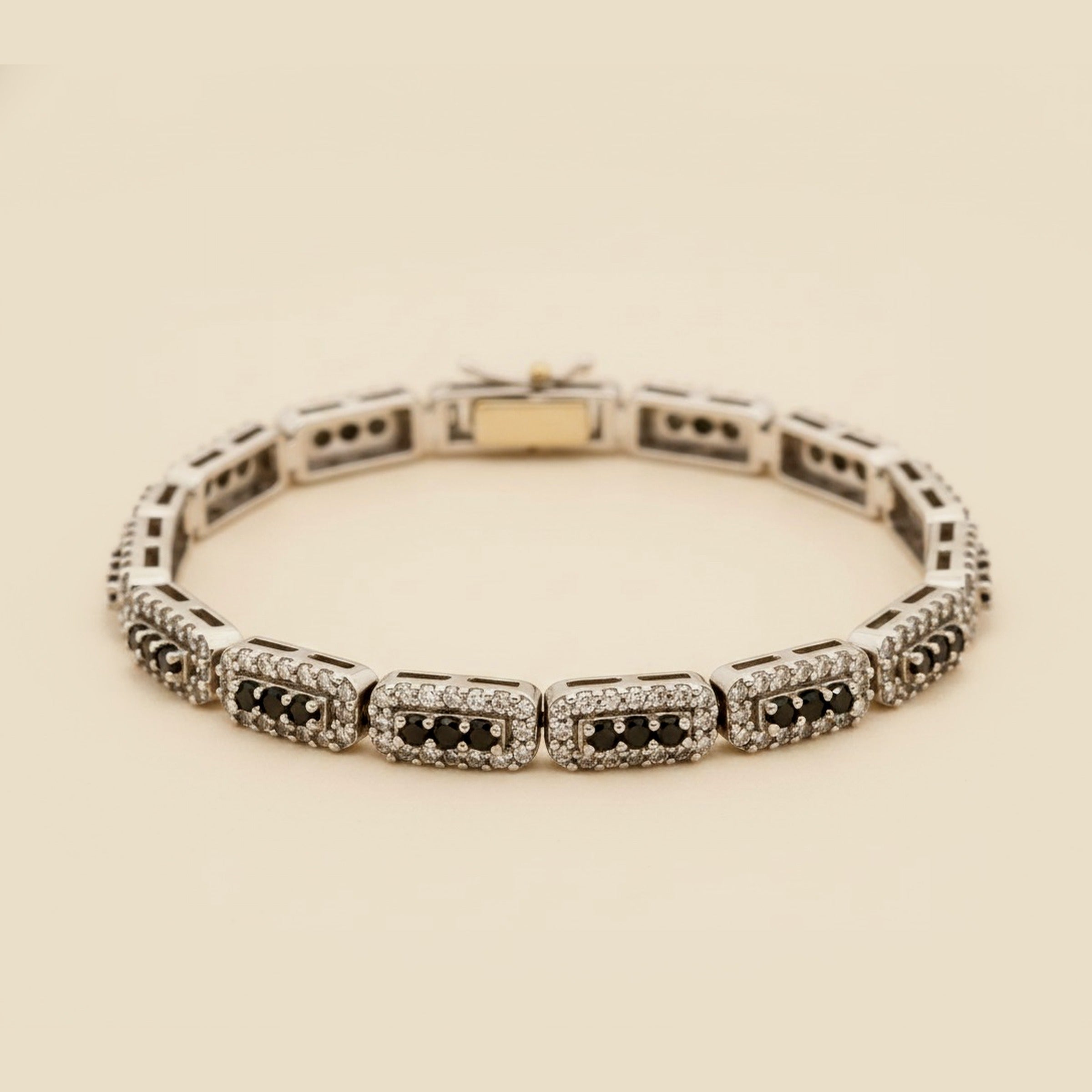 White Gold Sapphire/Diamond Link Bracelet