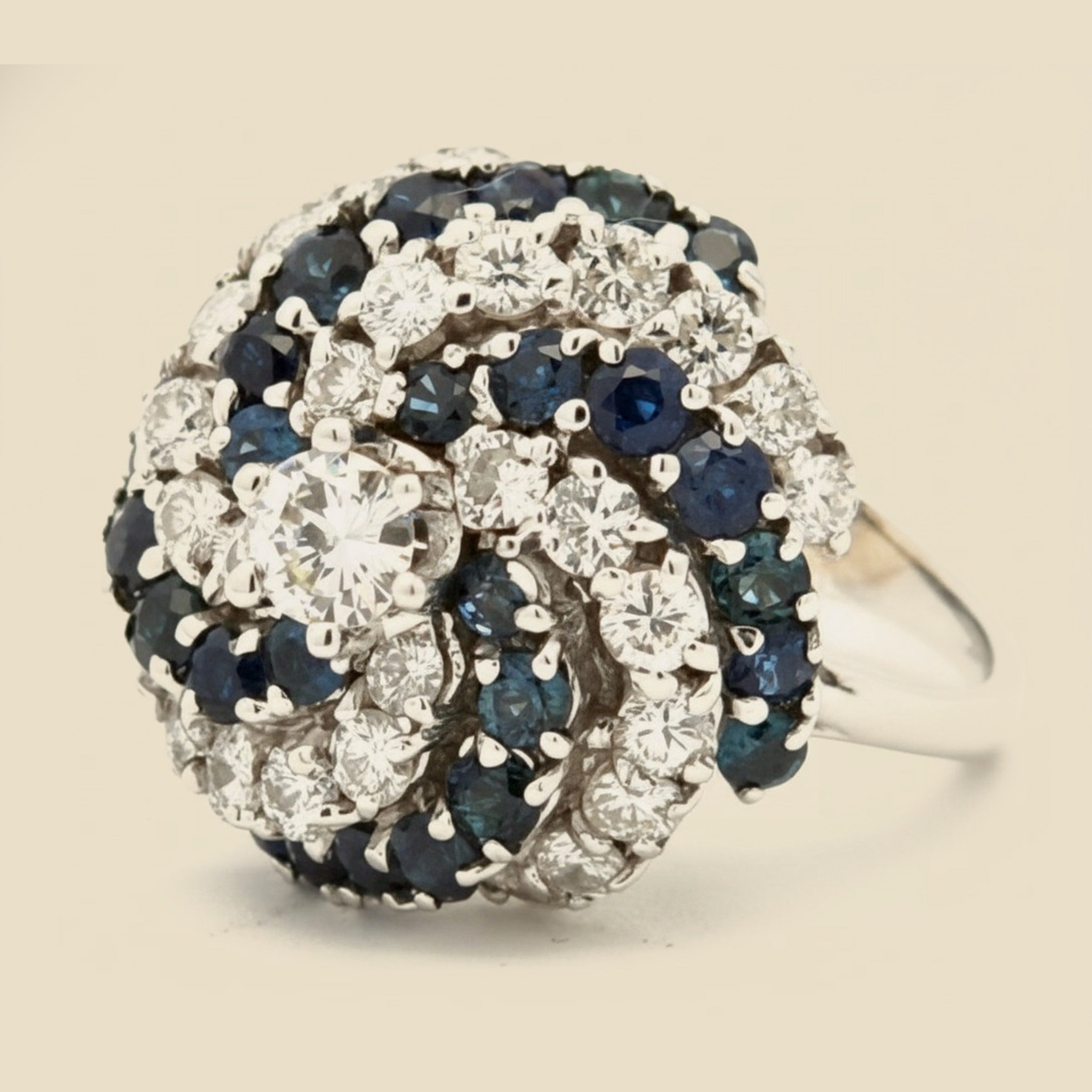 White Gold Sapphire & Diamond Pinwheel Ring – Empire Diamond