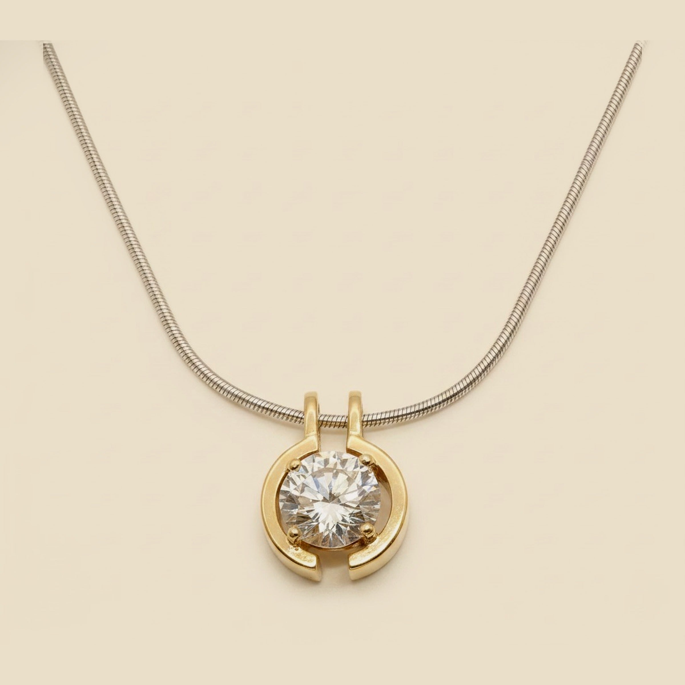 White Gold Solitaire Diamond Slide Pendant