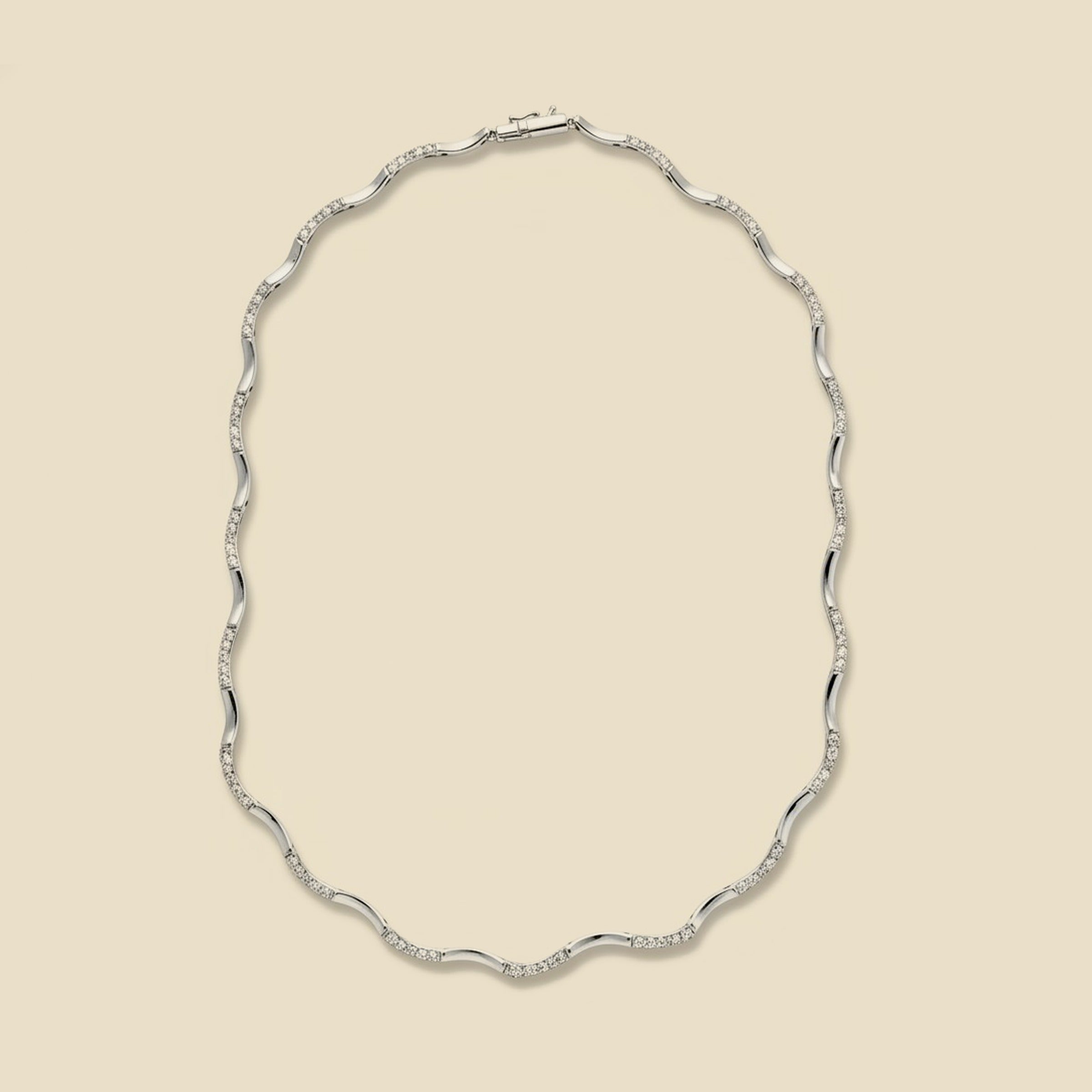 White Gold Wavy Diamond Choker Necklace